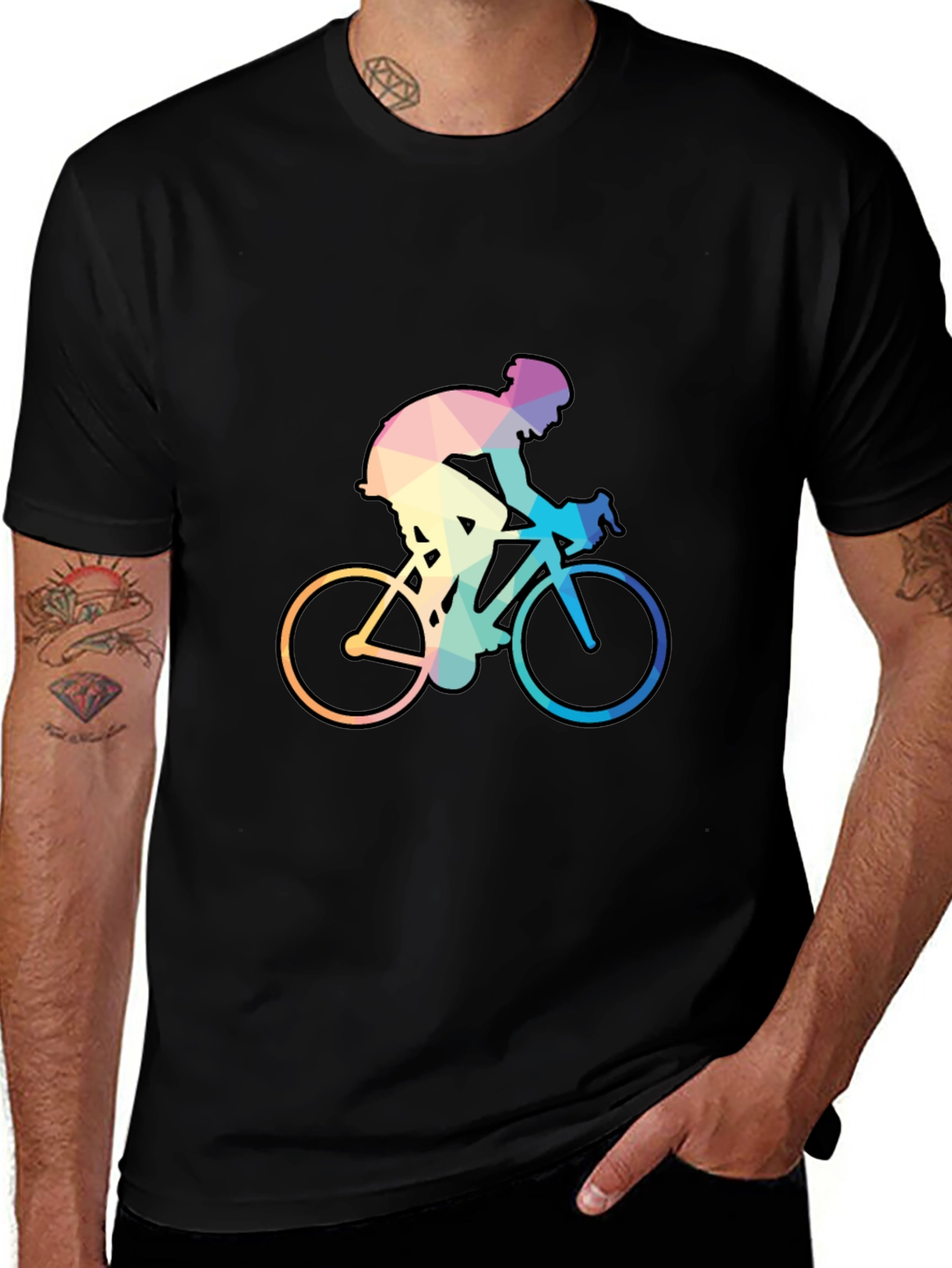 Variant 13 of Geometric Cyclist Graphic Tee - Black