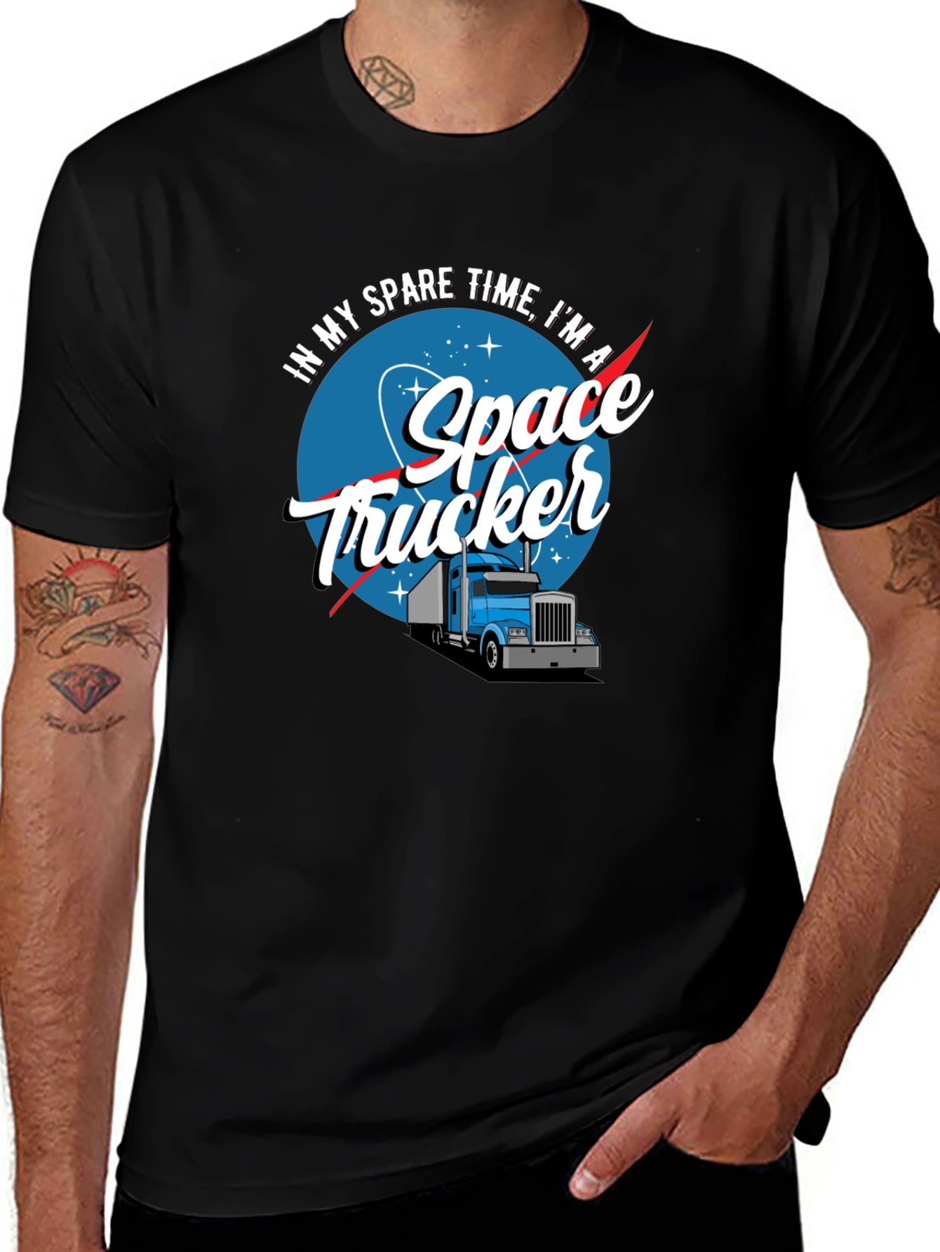 Space Trucker Graphic T-Shirt - Funny Novelty Tee
