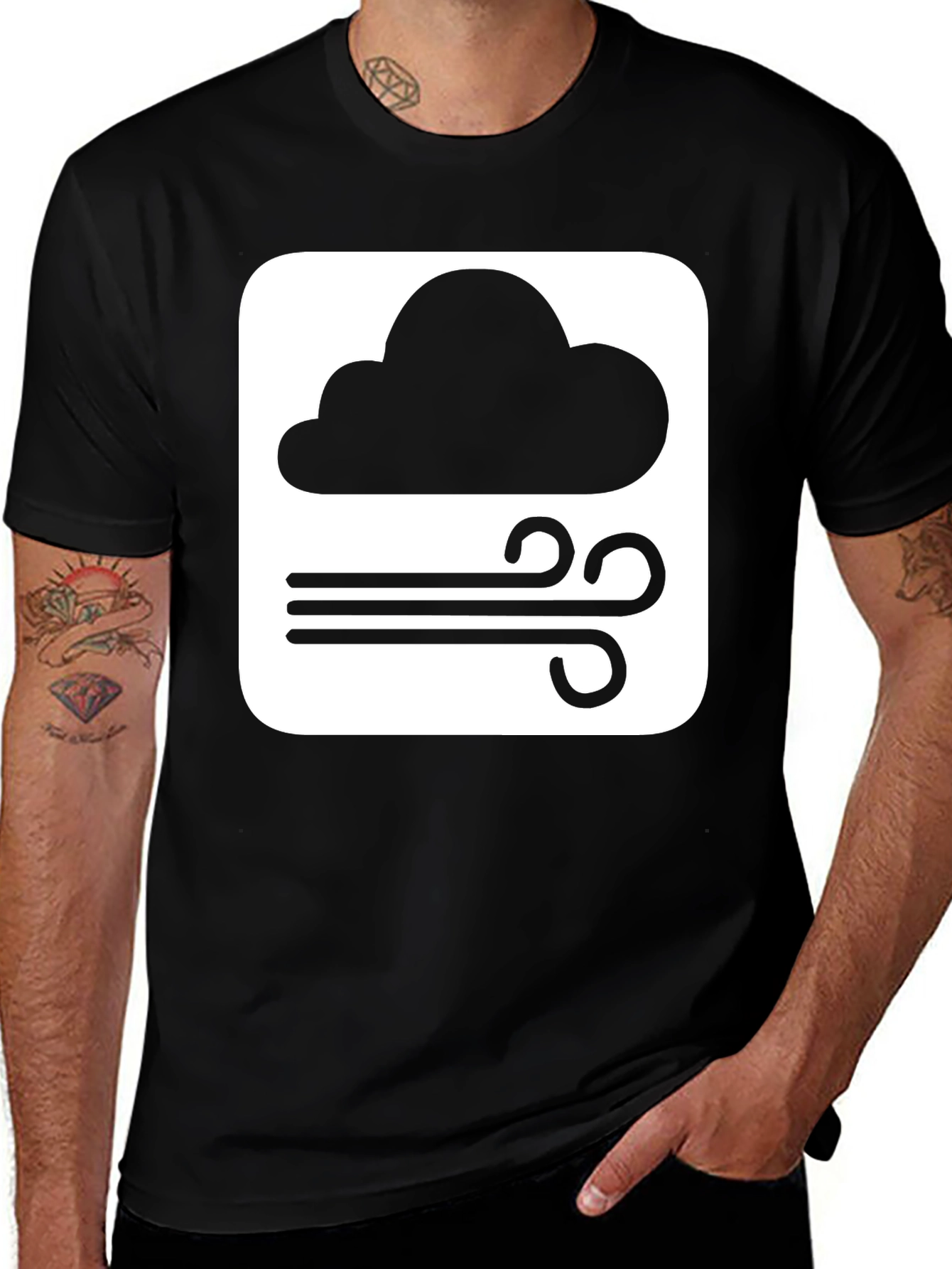 Variant 10 of Weather Tee: Cloud and Wind Design