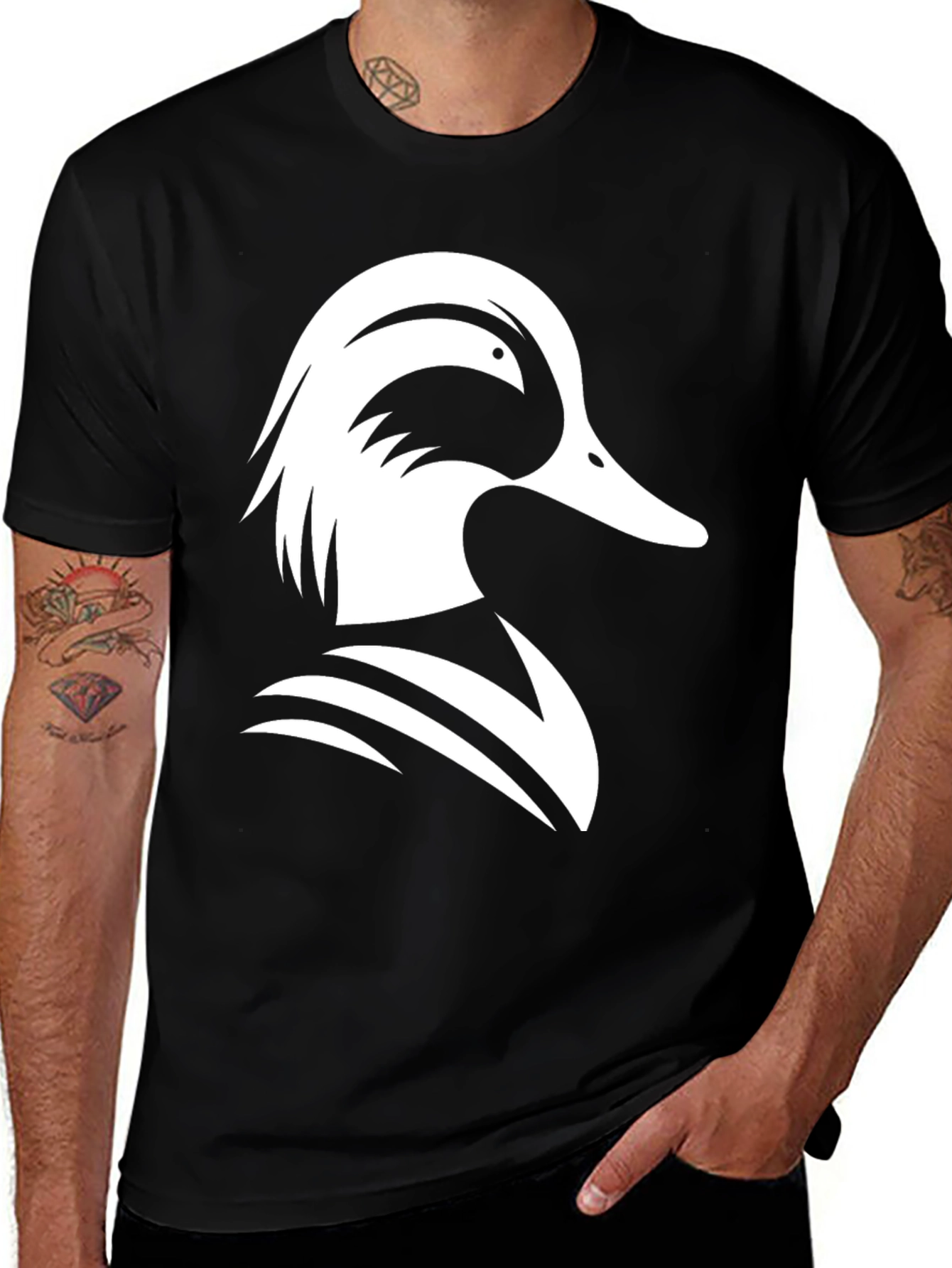 Variant 3 of Duck Graphic Tee - Black Cotton Casual Shirt