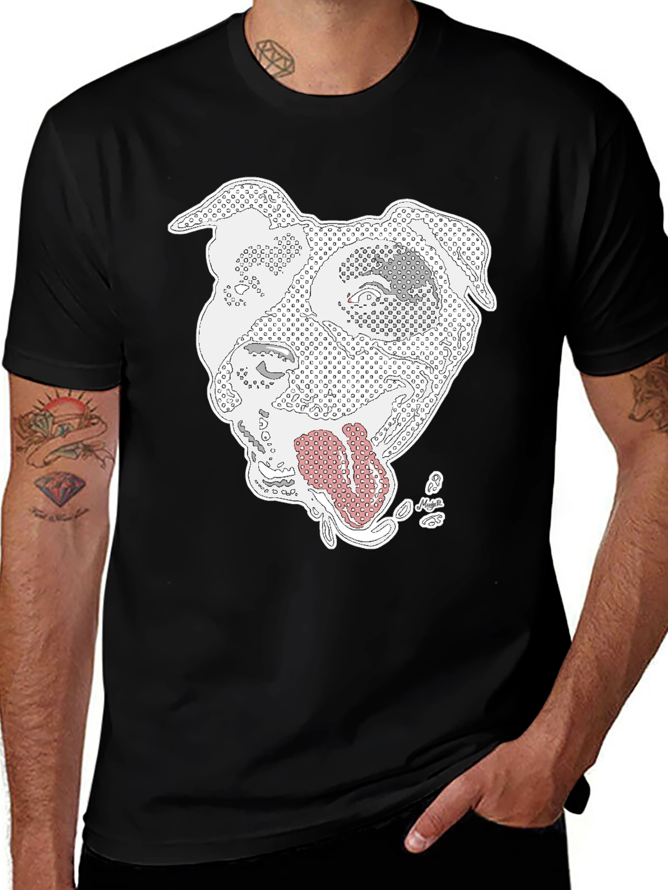 Variant 23 of Pitbull Pop Art Black T-Shirt