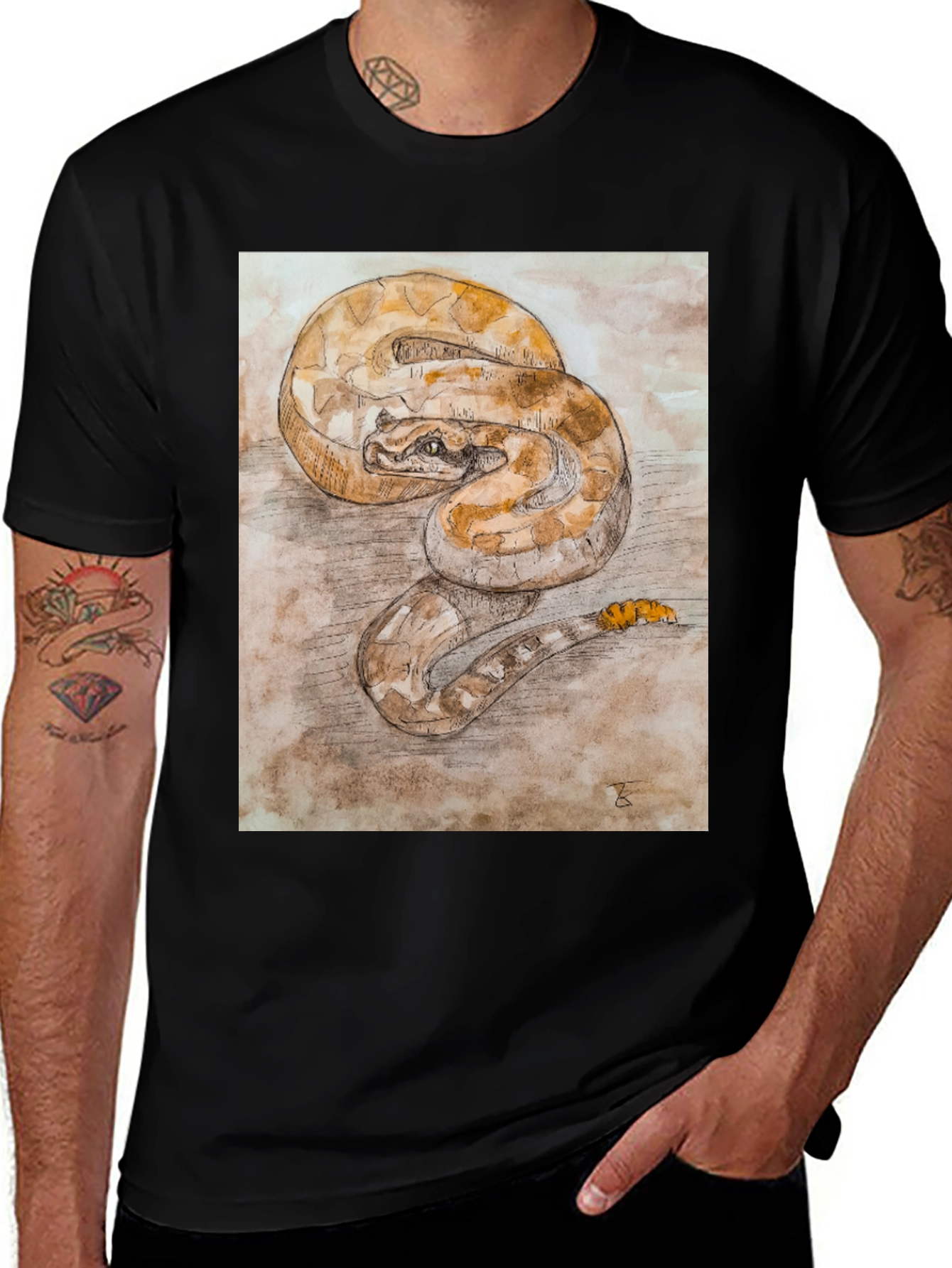 Variant 23 of Snake Art T-Shirt - Cool Reptile Graphic Tee