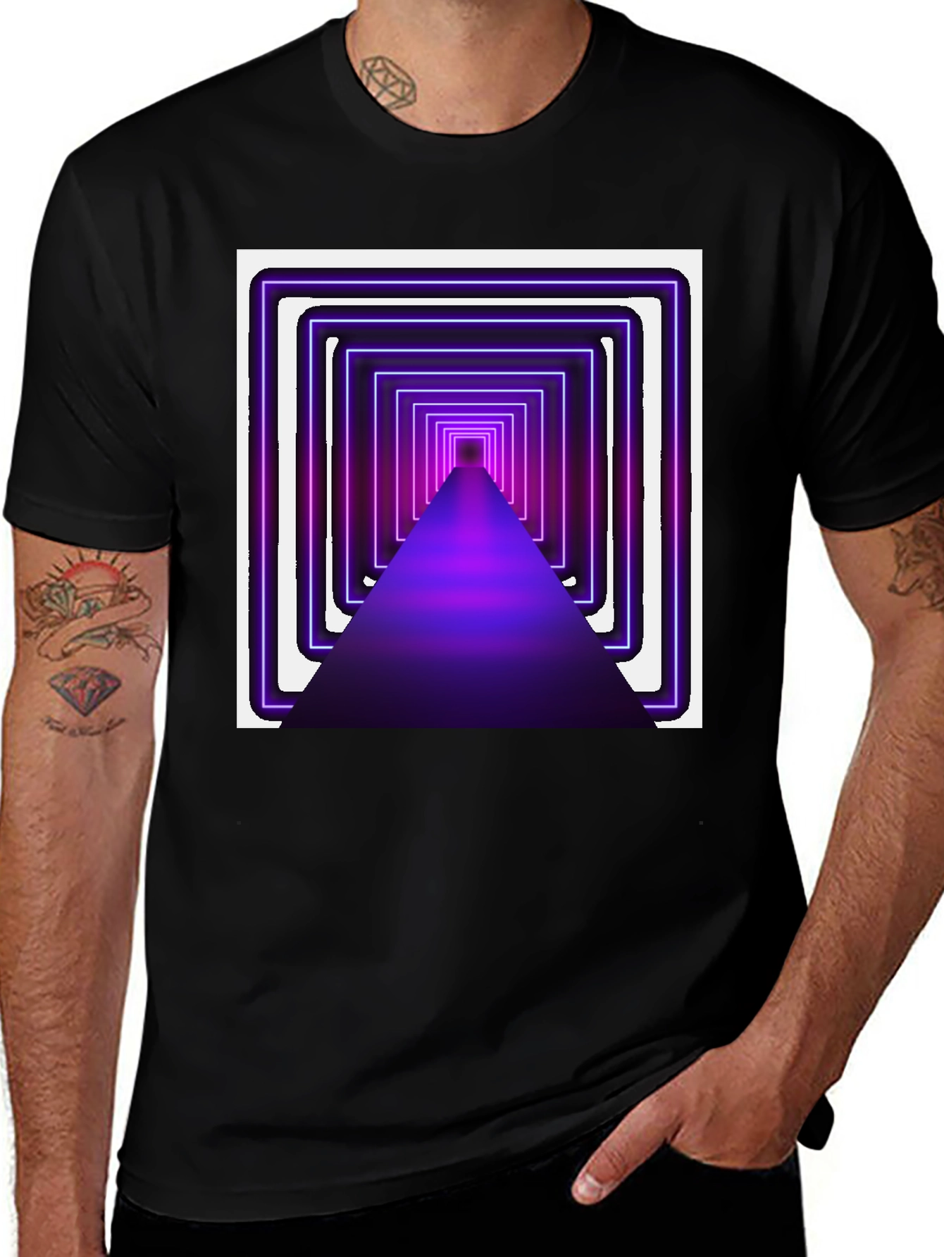 Variant 16 of Neon Tunnel Graphic Tee - Modern Black T-Shirt