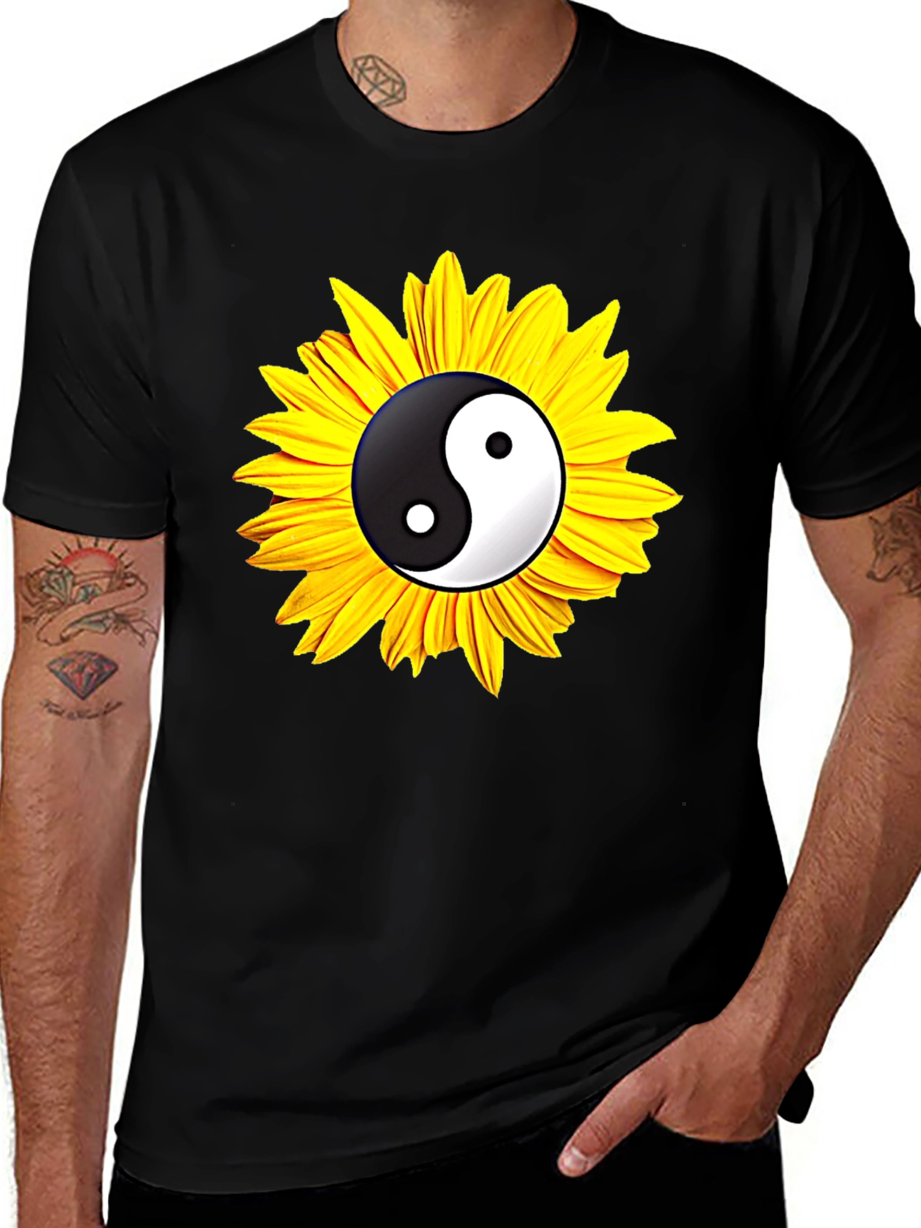 Yin Yang Sunflower Graphic Tee