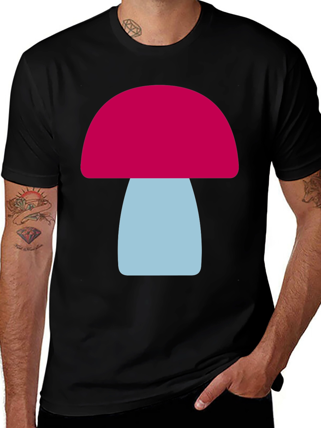 Variant 30 of Funky Mushroom Graphic T-Shirt - Black