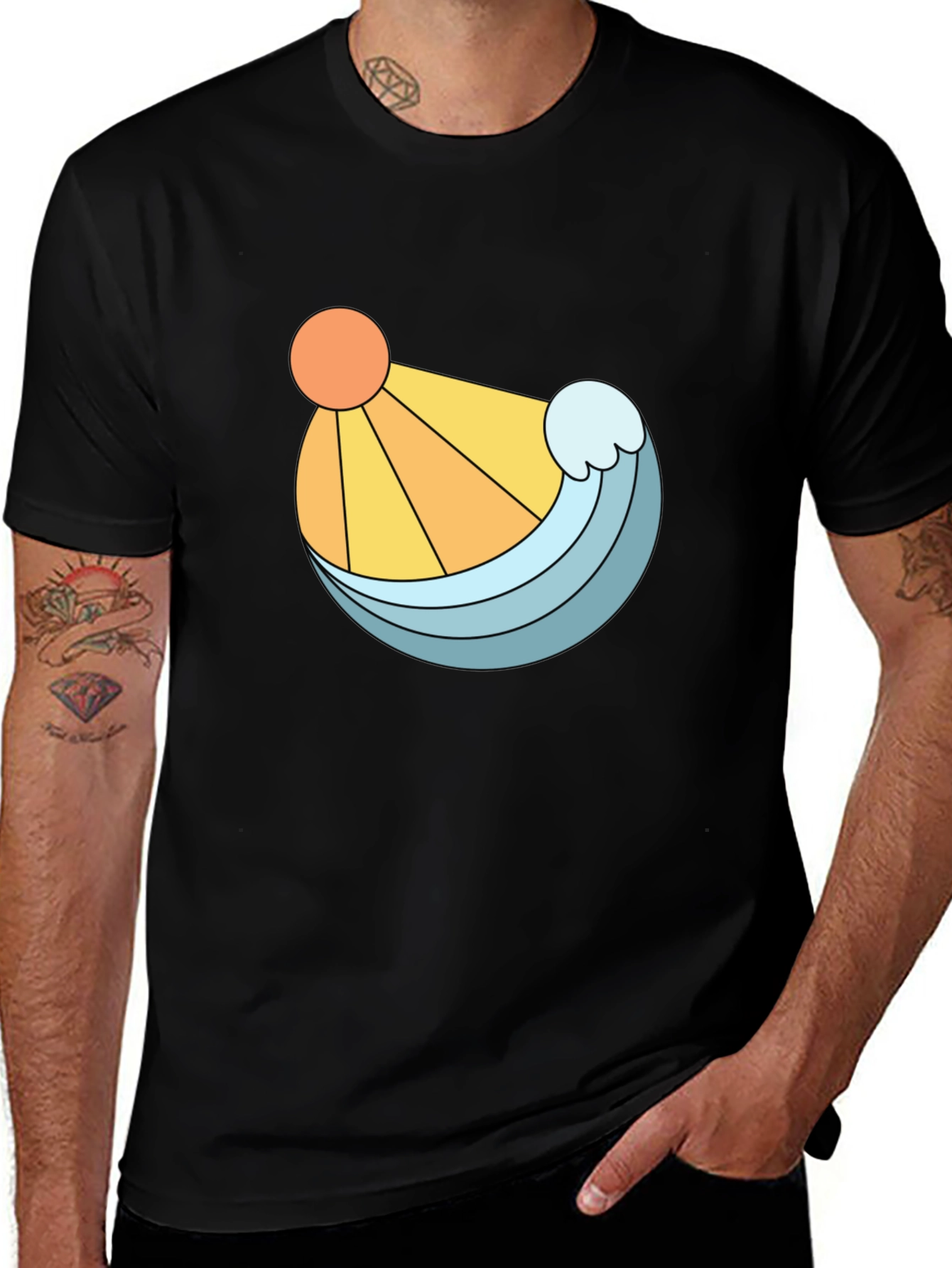 Variant 2 of Sun & Wave Graphic Black T-Shirt