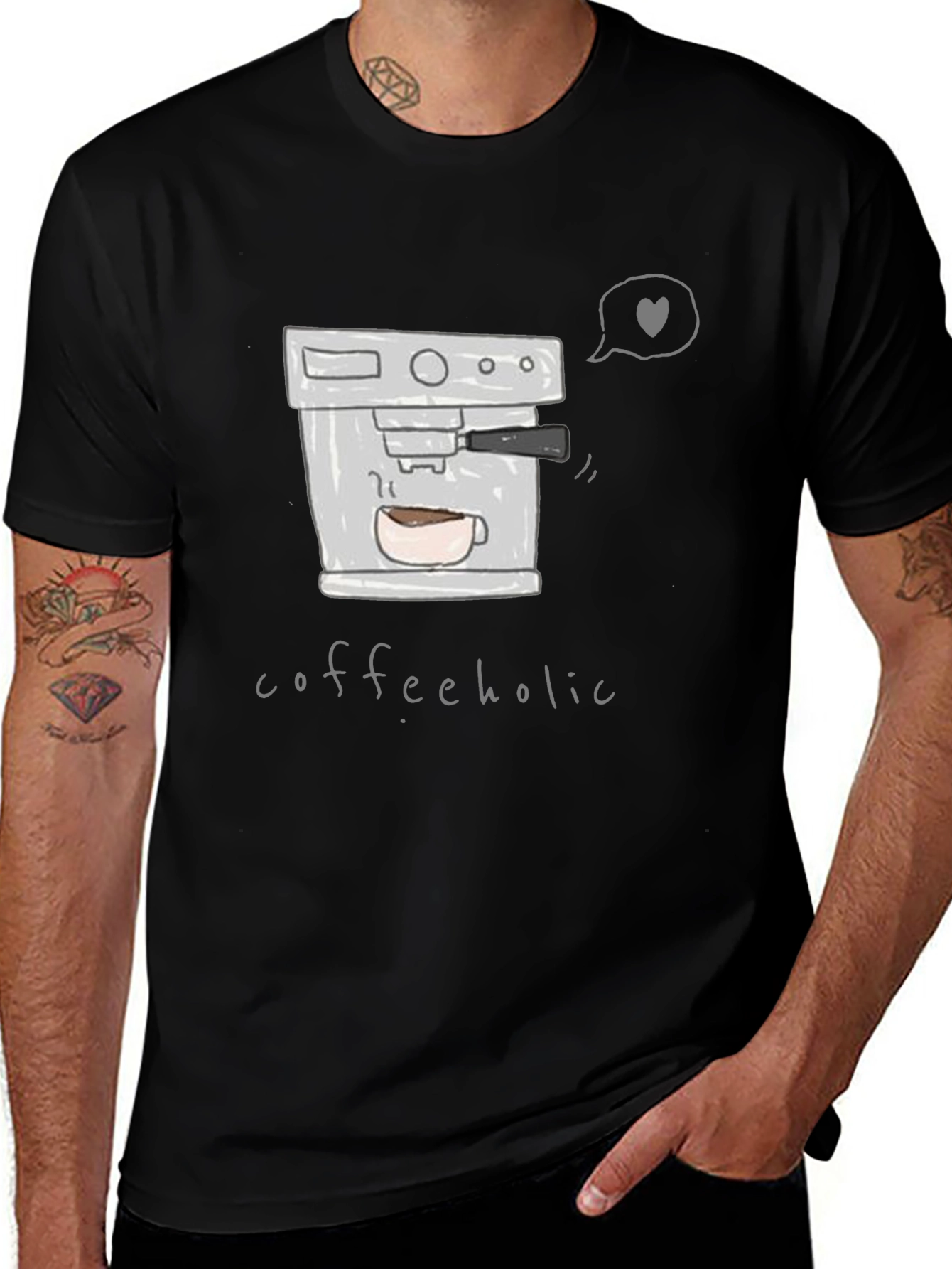 Variant 19 of Coffeeholic Graphic Tee - Unisex Black T-Shirt