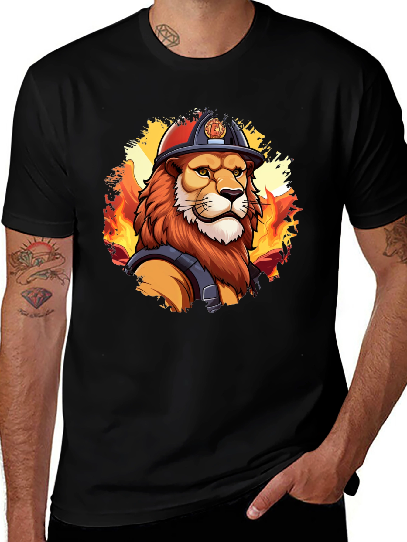 Variant 28 of Lion Firefighter Graphic Tee