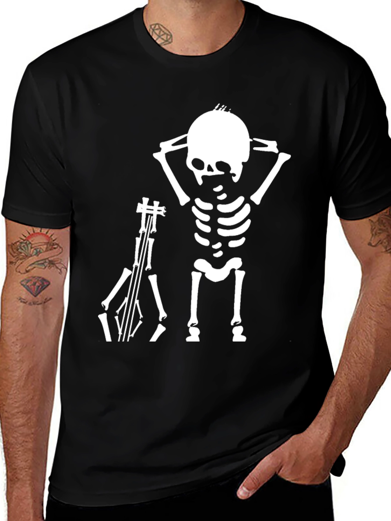 Variant 20 of Skeleton Musician T-Shirt - Funny Graphic Tee