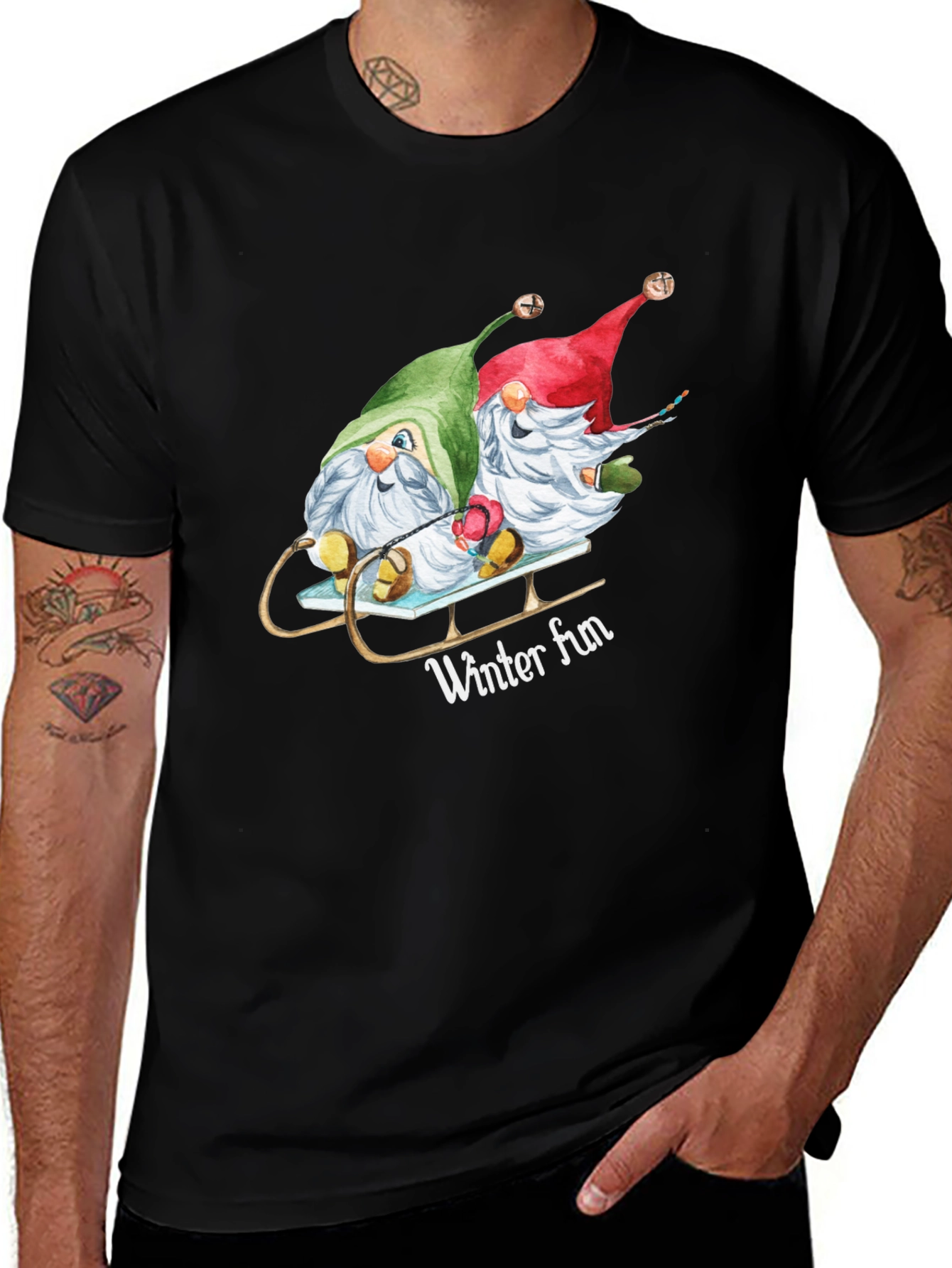 Variant 18 of Winter Fun Gnomes Sledding Graphic Tee