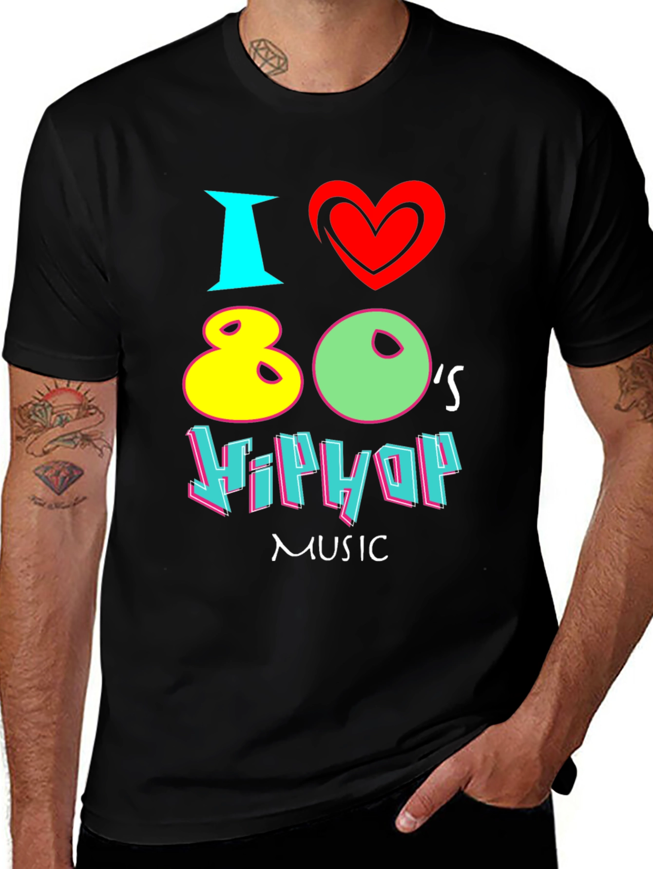 Variant 9 of I Love 80's Hip Hop Music Black T-Shirt