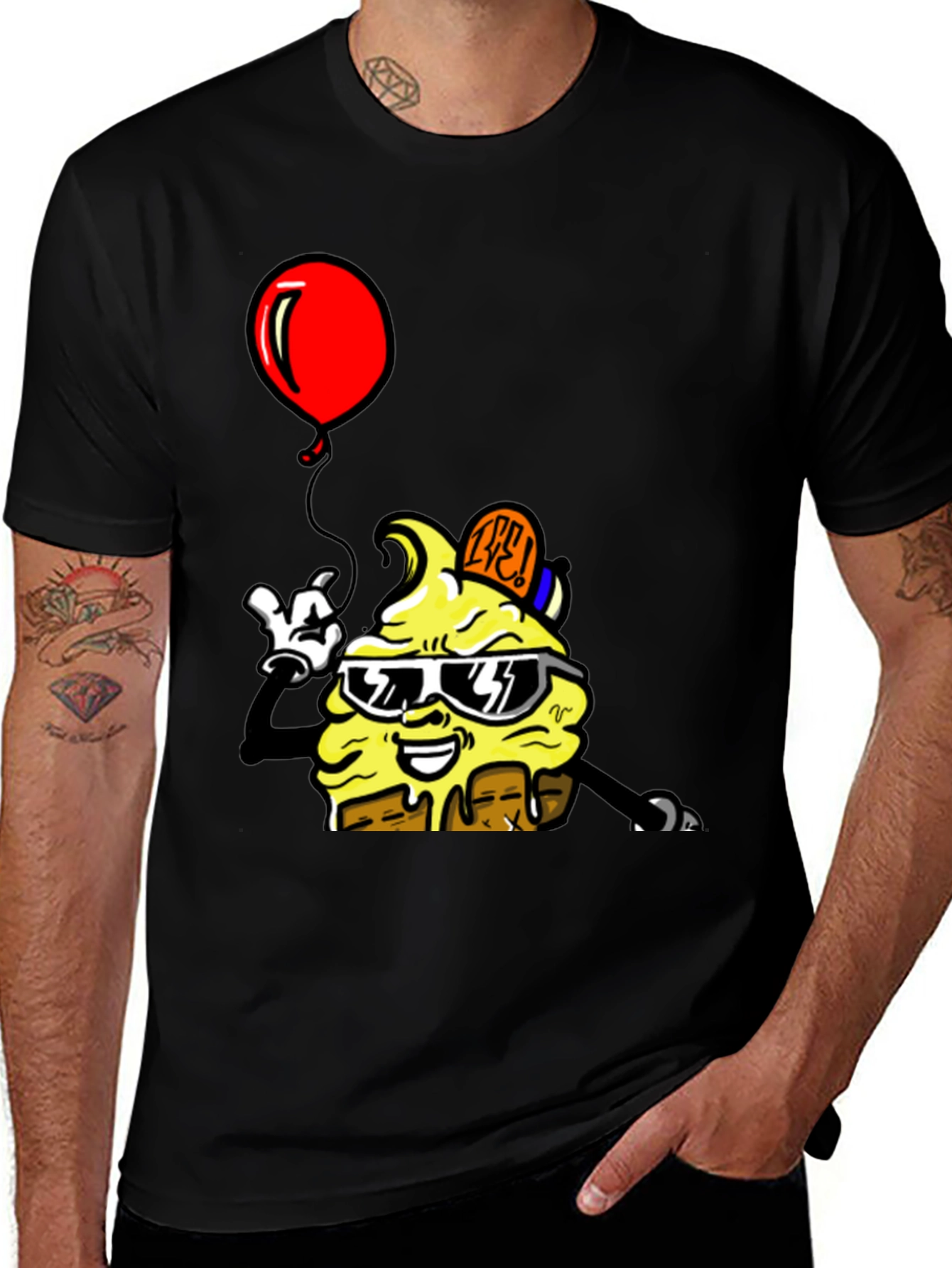 Variant 16 of Cartoon Cupcake Black T-Shirt