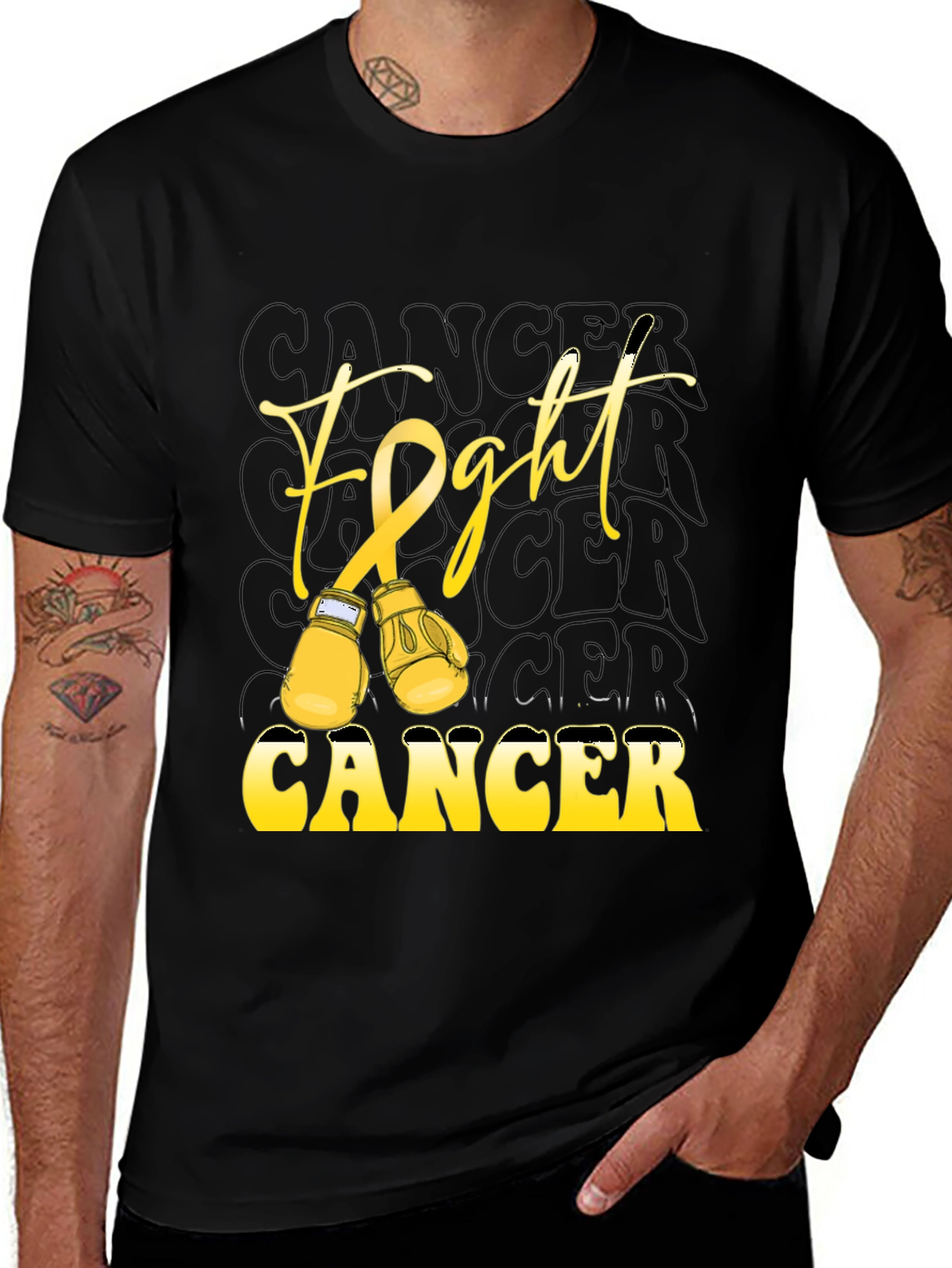 Variant 19 of Fight Cancer Black T-Shirt