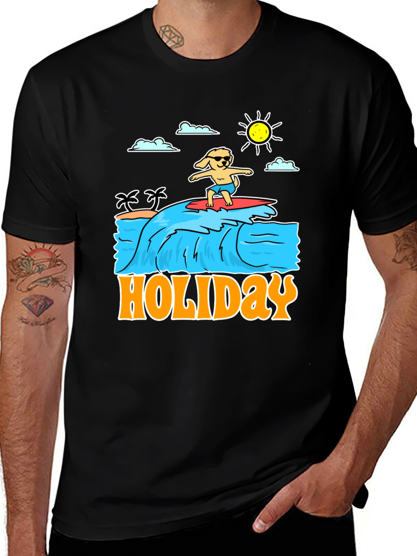 Variant 27 of Holiday Surfing Dog Graphic T-Shirt