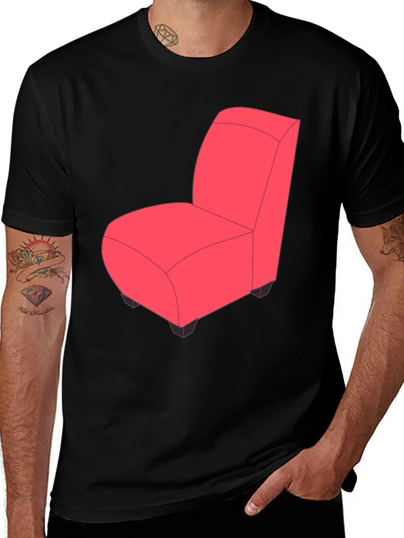 Black Novelty Chair Graphic Tee - Quirky Fun Style main image