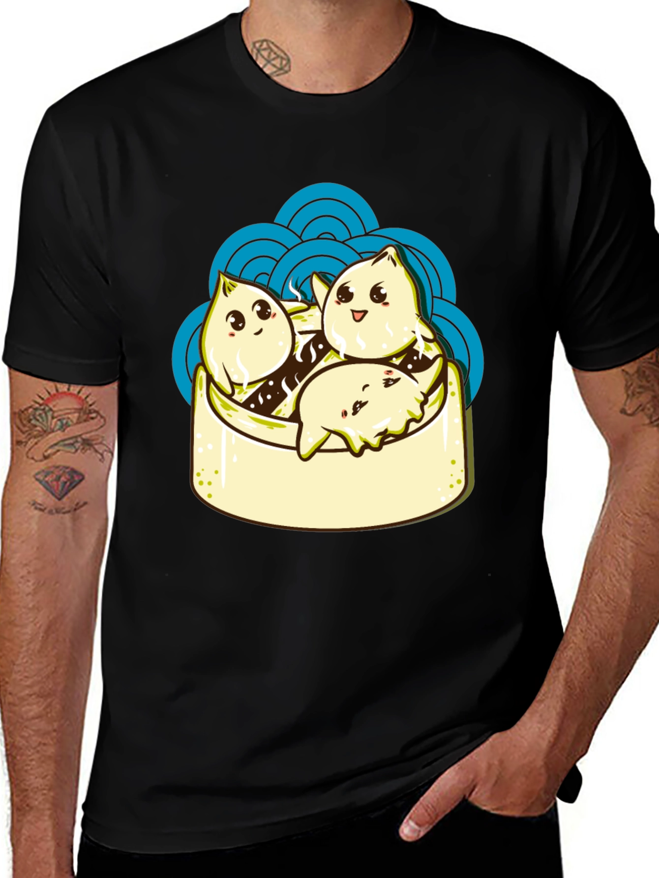 Variant 29 of Dumpling Graphic Black T-Shirt