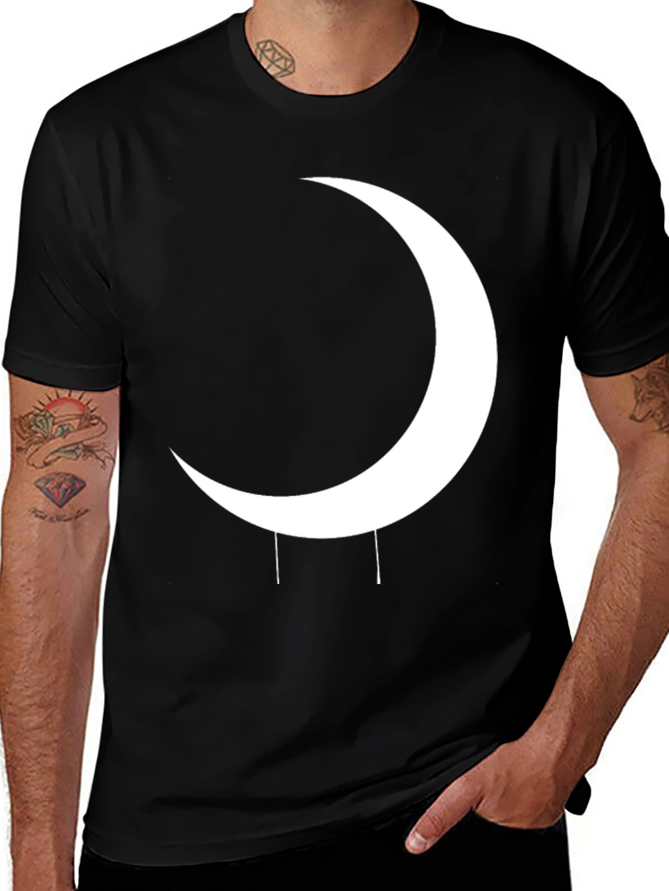 Variant 28 of Crescent Moon Graphic Black T-Shirt