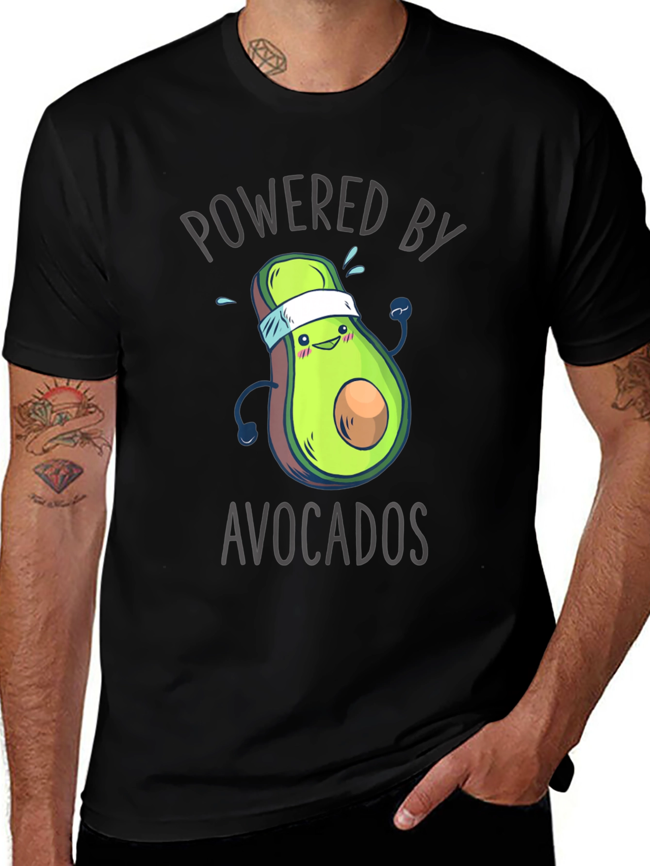 Variant 13 of Powered by Avocados T-Shirt - Fun & Healthy Lifestyle