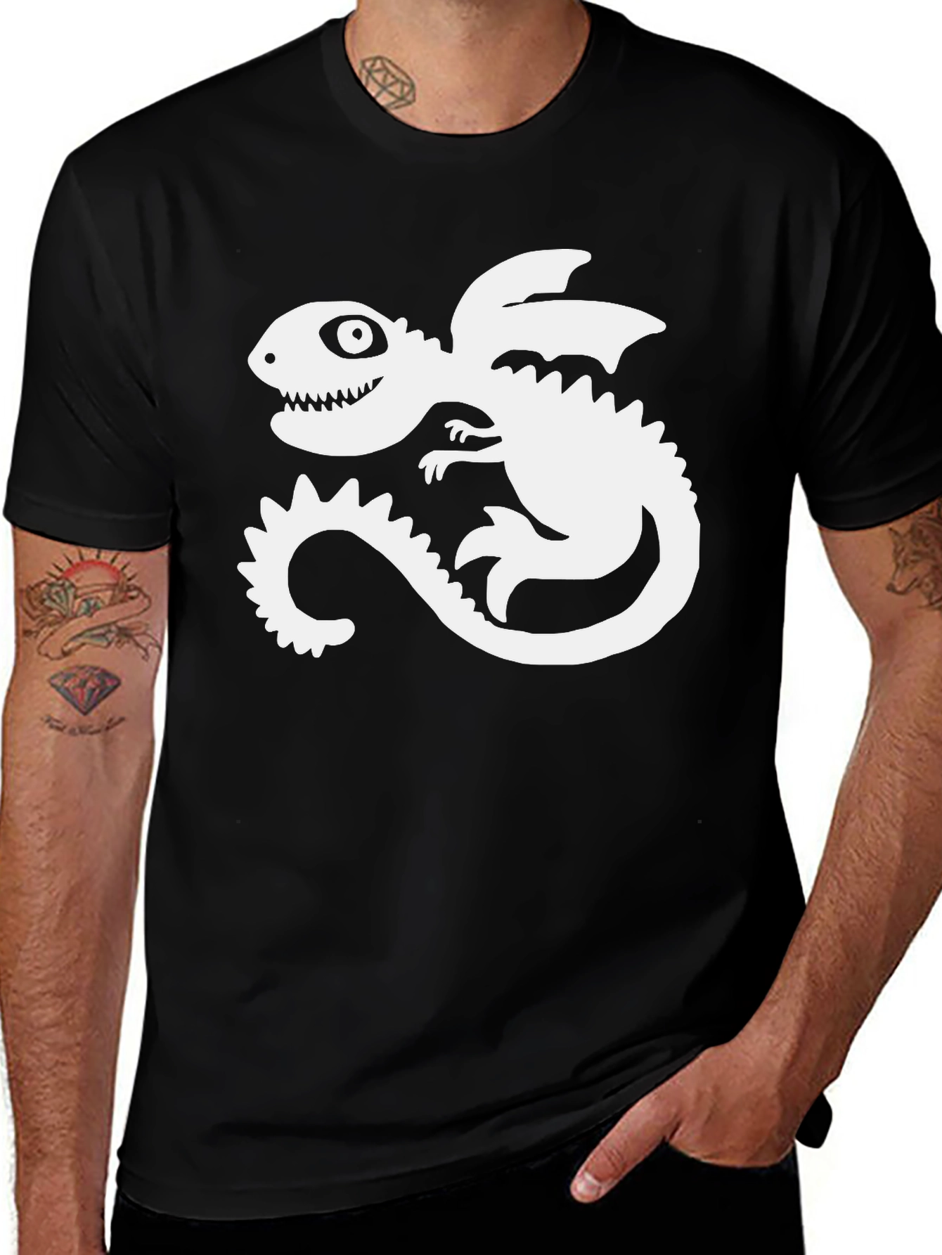 Variant 28 of Dragon Graphic T-Shirt - Men's Black Tee