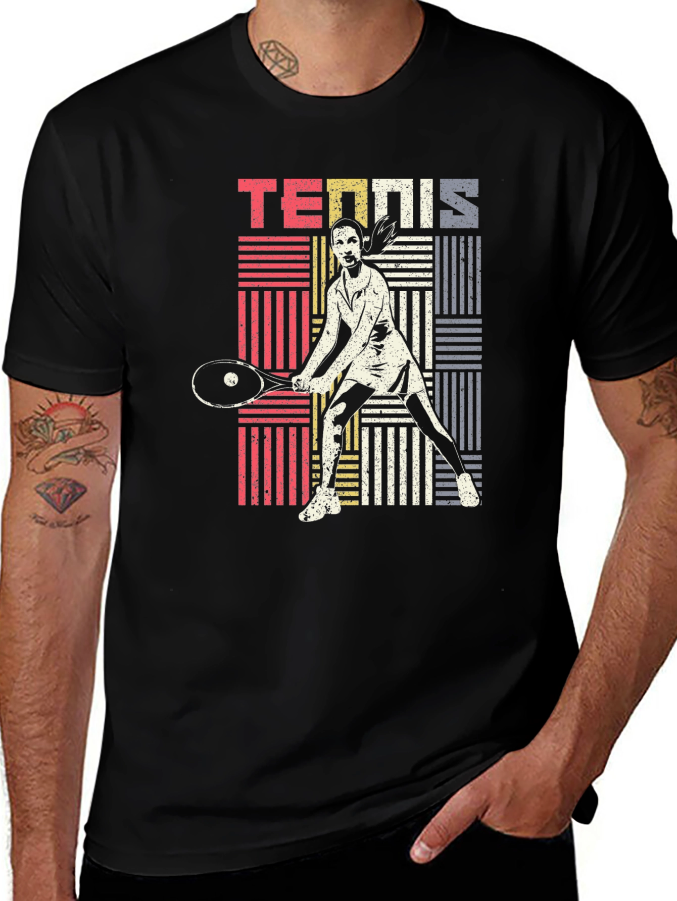 Variant 12 of Retro Tennis Player Graphic T-Shirt