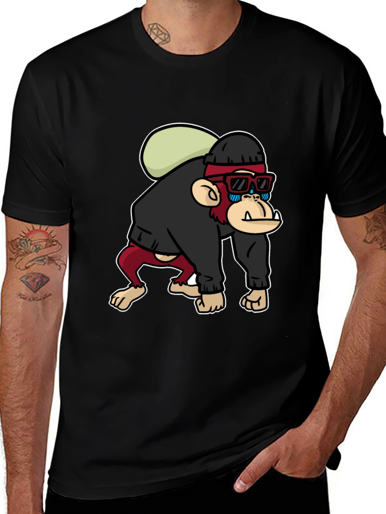 Variant 24 of Cool Monkey Graphic T-Shirt - Black