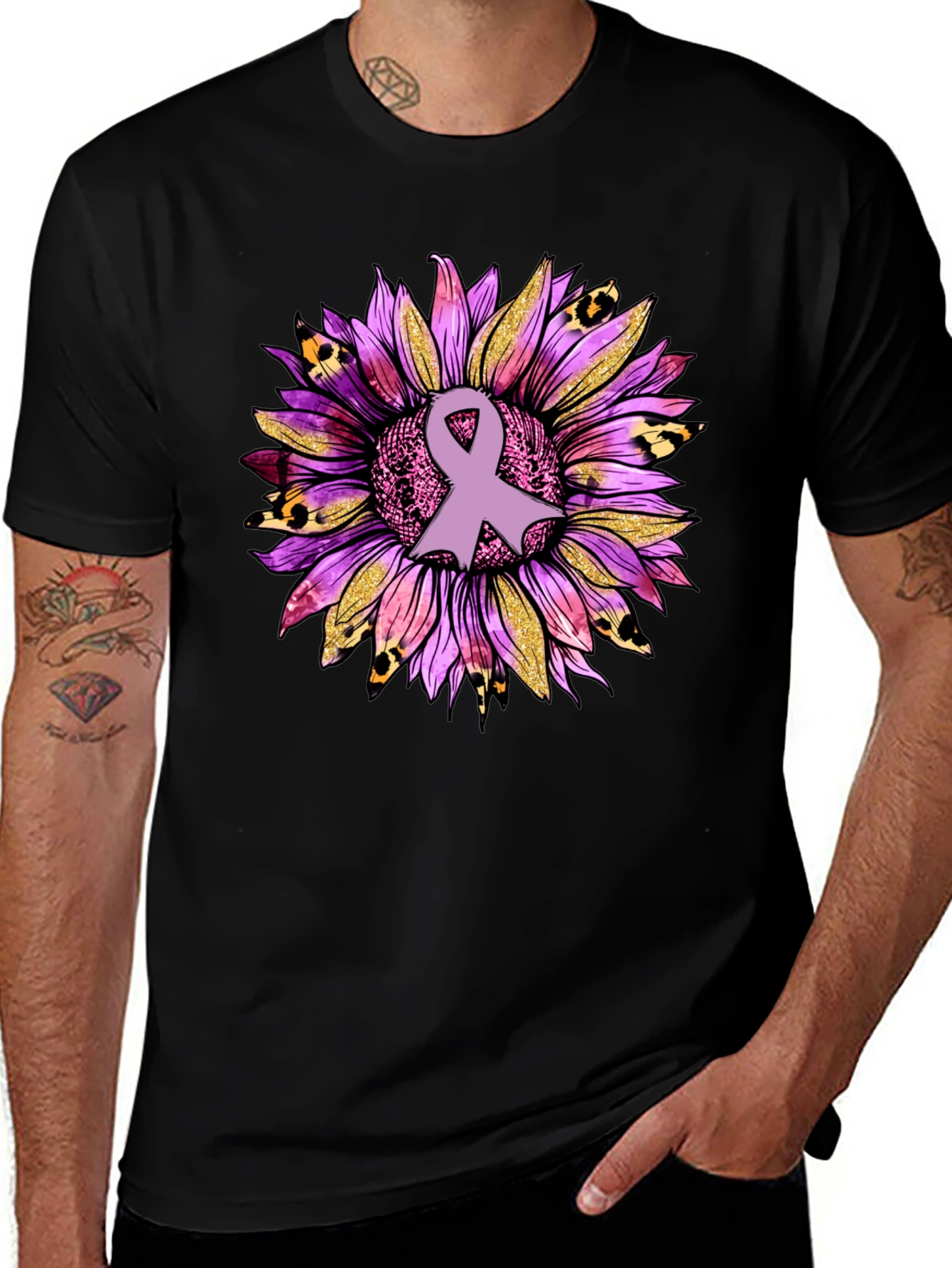Variant 24 of Awareness Ribbon Sunflower Graphic T-Shirt