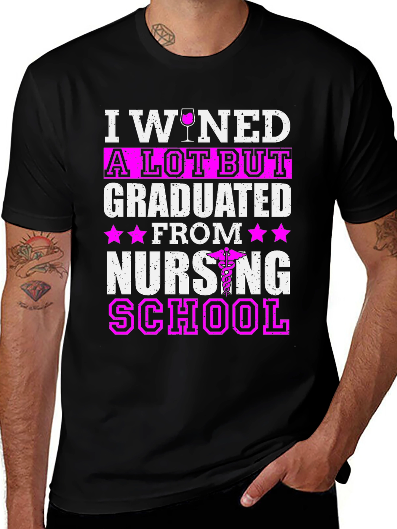Variant 13 of I Wined A Lot But Graduated Nursing School T-Shirt