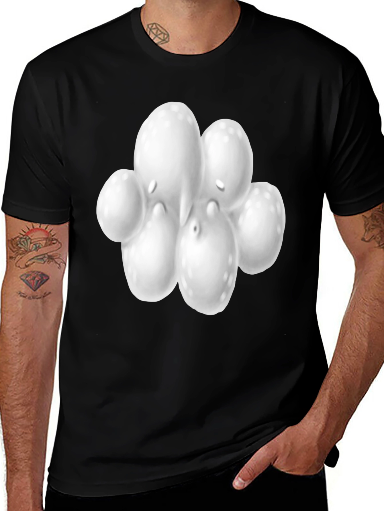 Variant 16 of Abstract White Bubble Design Black T-Shirt
