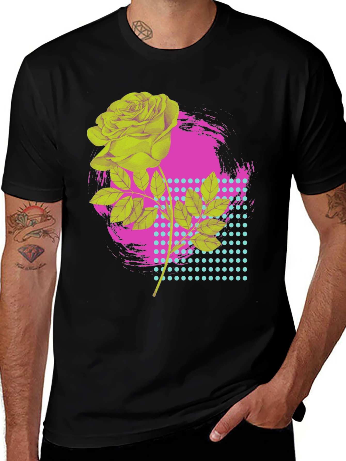 Variant 3 of Rose Graphic T-Shirt - Bold Neon Design