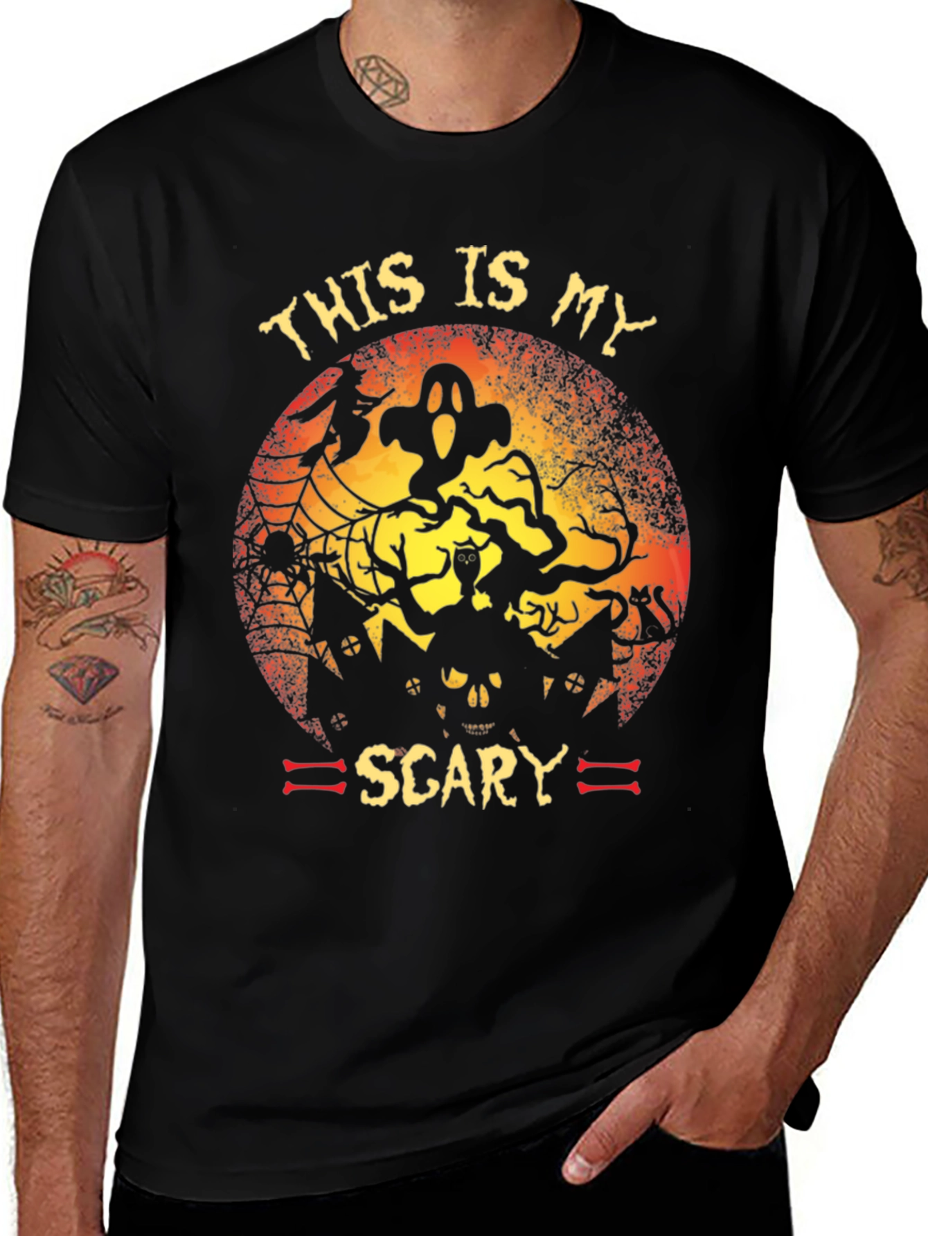 Halloween Scary T-Shirt Ghost Witch Skull