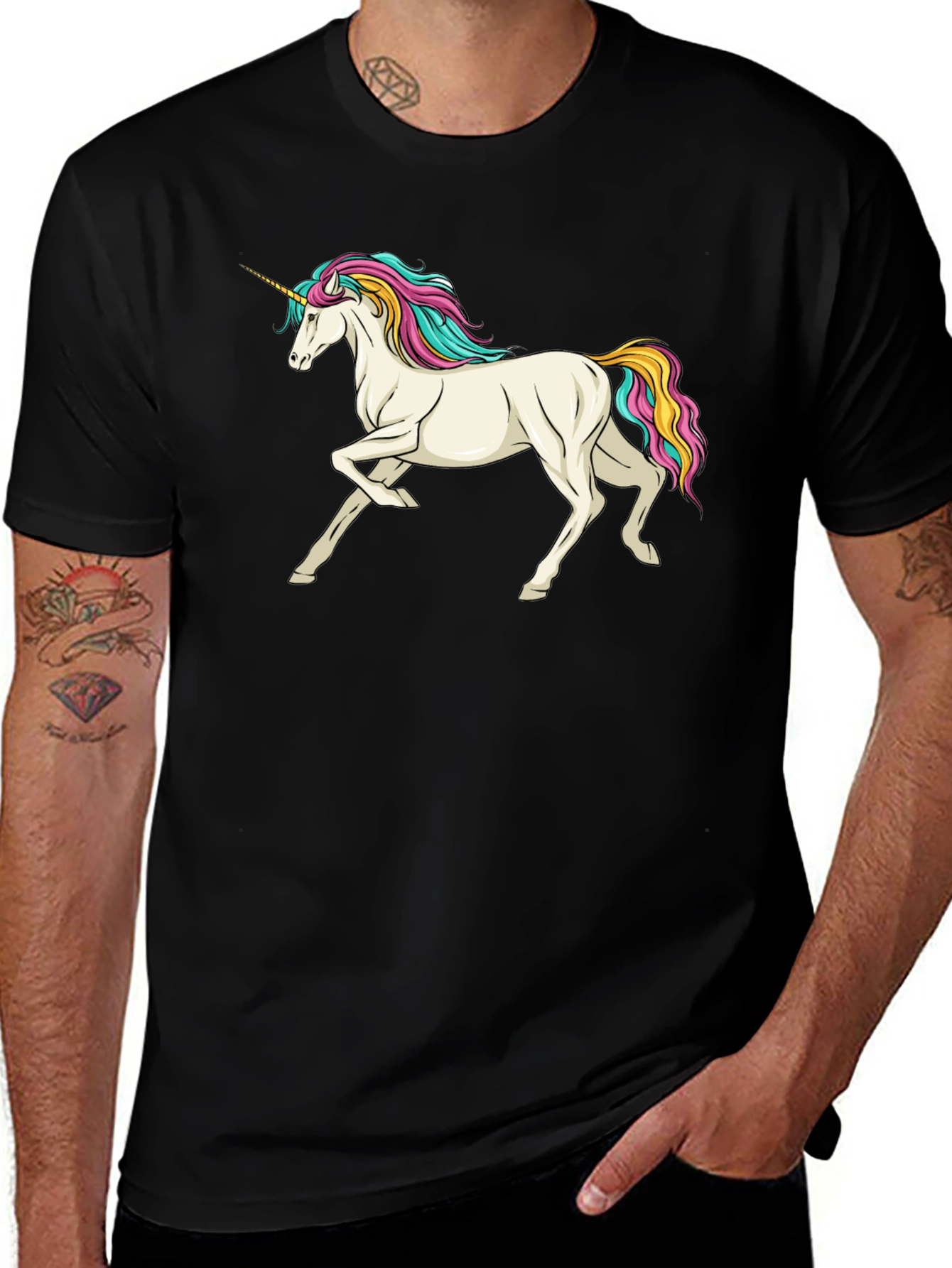 Variant 13 of Unicorn Graphic Tee - Men's Black T-Shirt