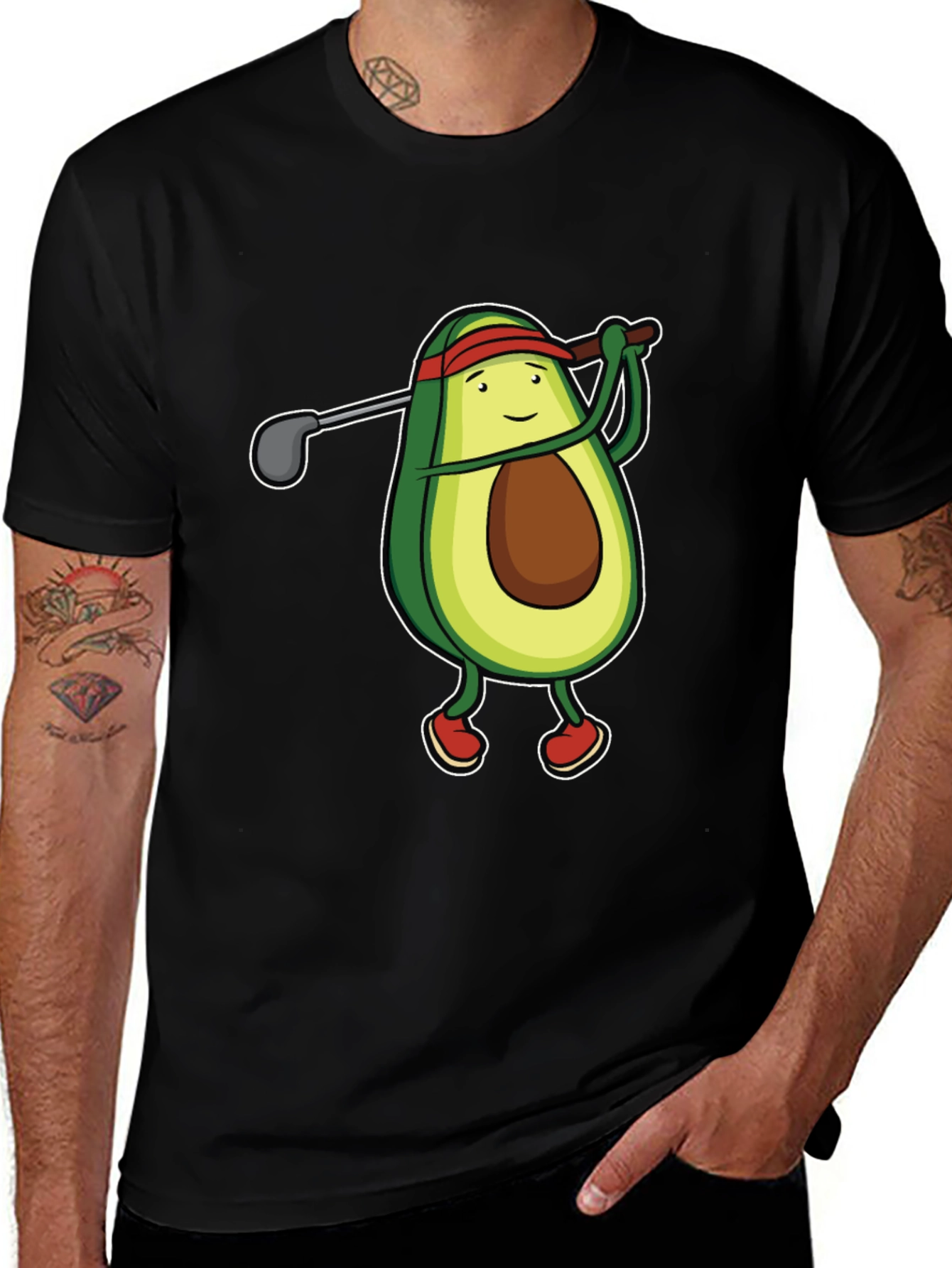 Variant 29 of Avocado Golfer Funny Black T-Shirt