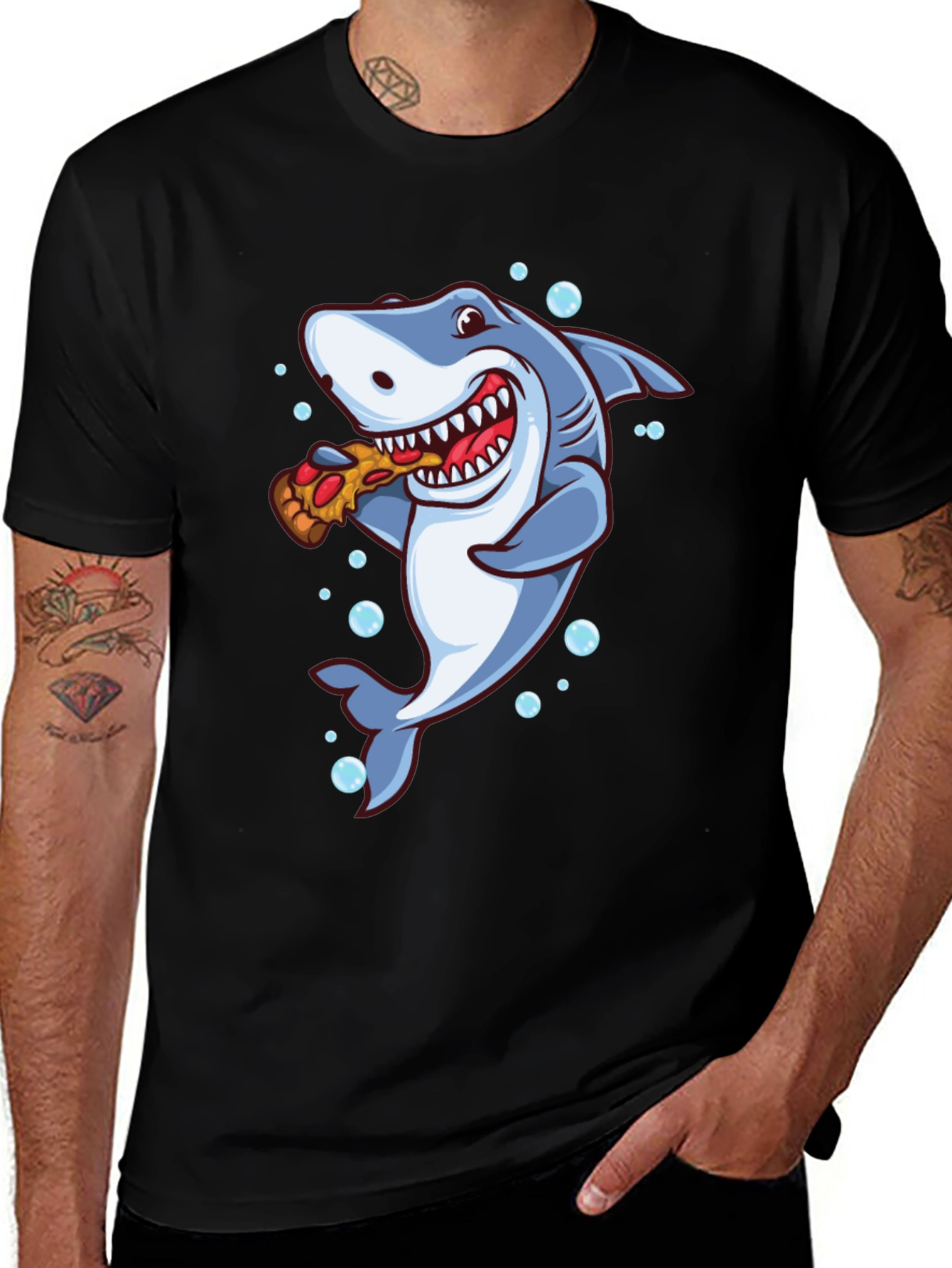 Variant 27 of Shark Pizza T-Shirt - Novelty Cartoon Graphic Tee