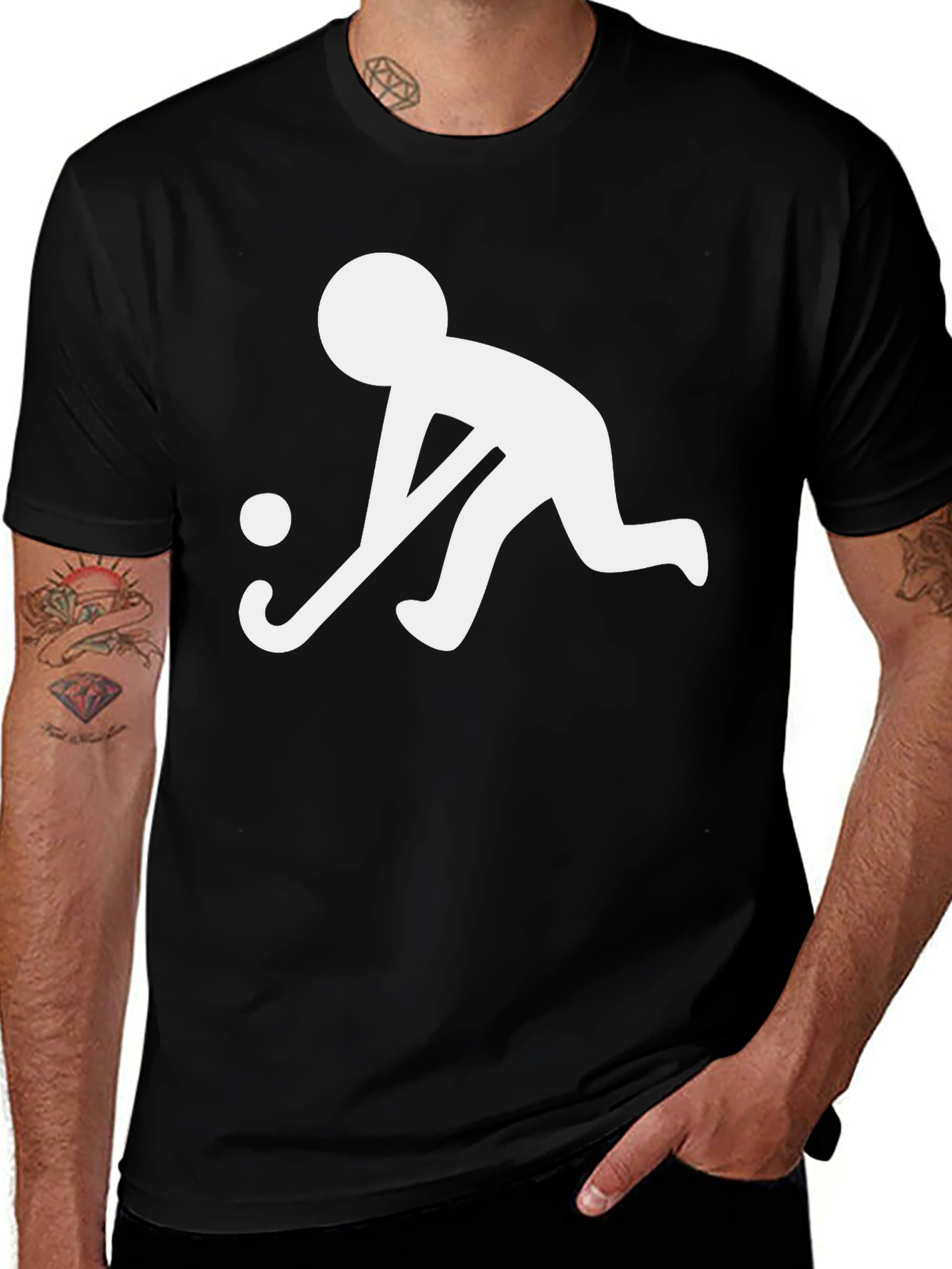 Variant 9 of Hockey Player Graphic Tee - Sporty Black T-Shirt
