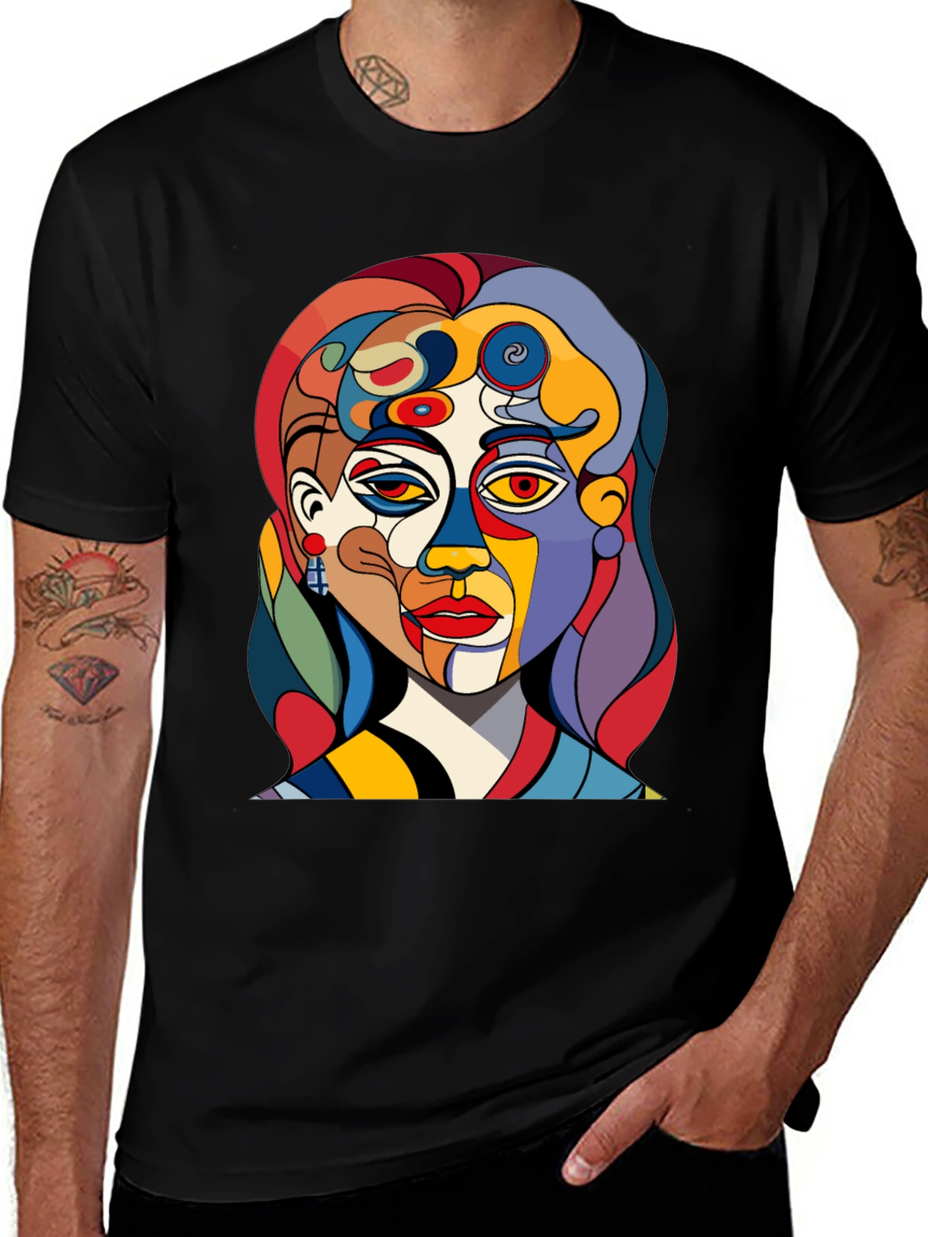 Variant 4 of Abstract Art Face Graphic Tee - Unique Stylish Design