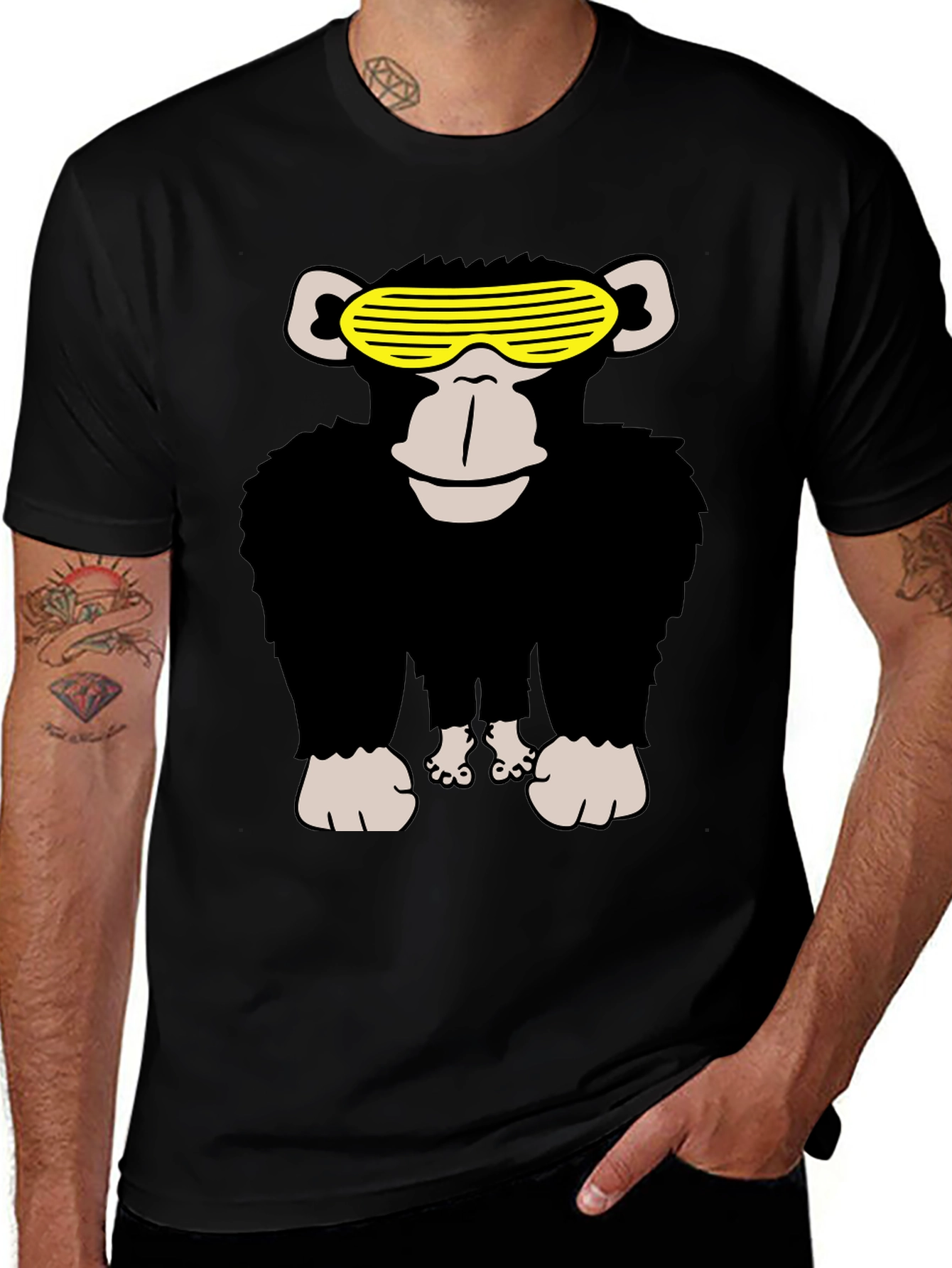 Variant 16 of Cool Monkey Graphic Tee - Men's Black T-Shirt