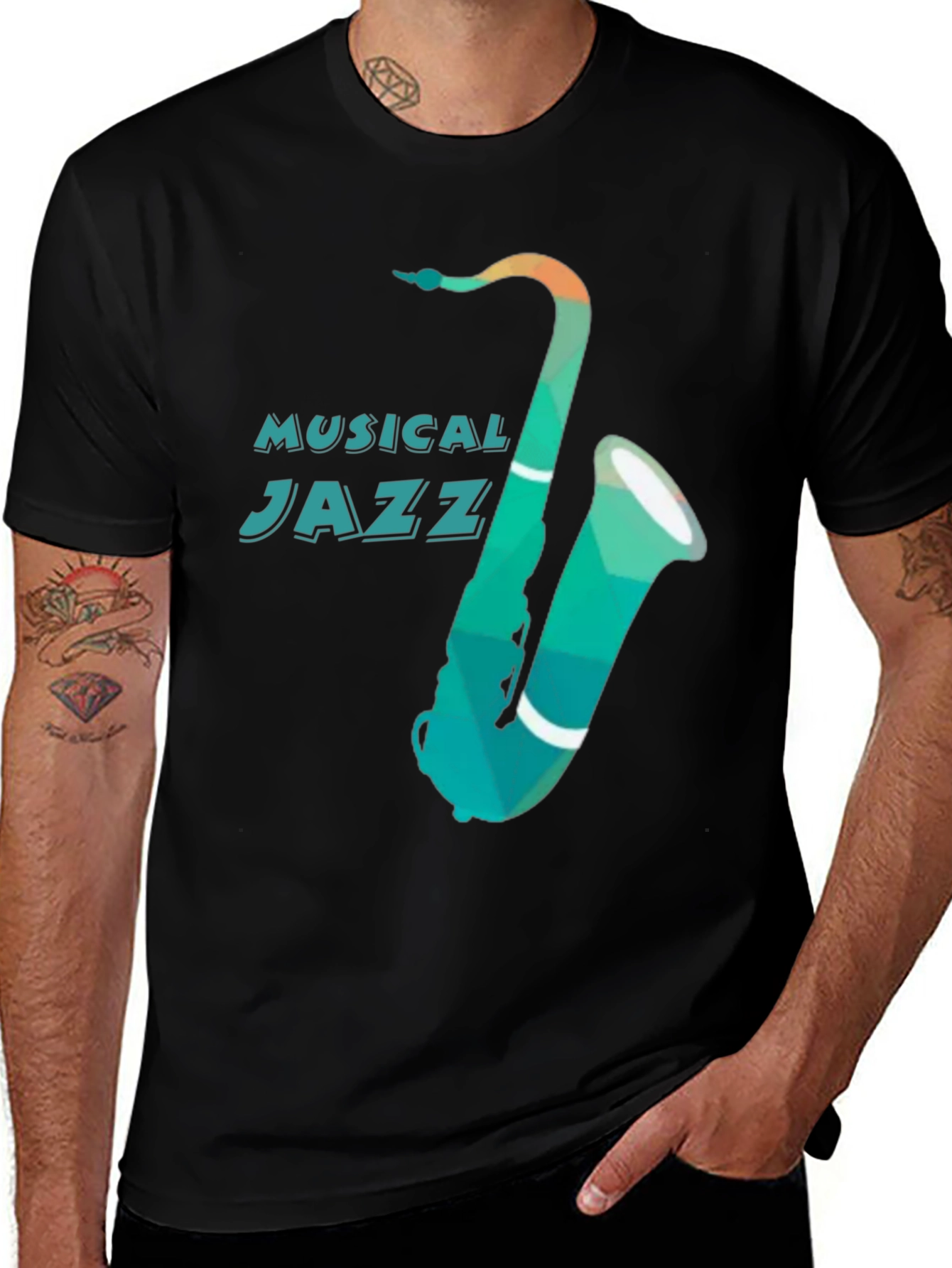 Variant 18 of Musical Jazz Saxophone Graphic Tee