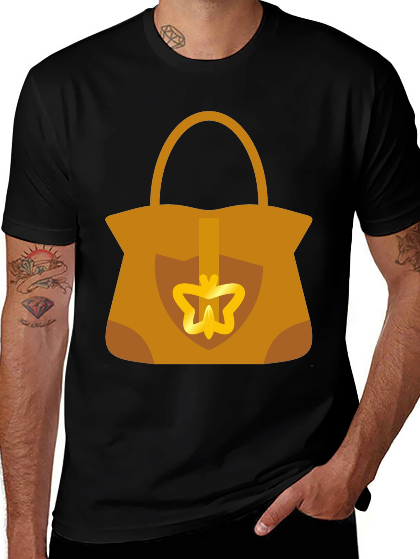 Variant 25 of Stylish Handbag Graphic Tee - Black Cotton T-Shirt