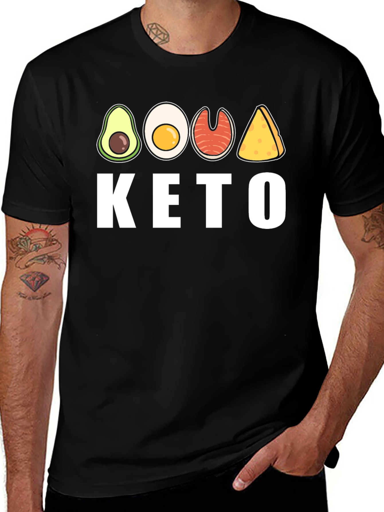 Variant 18 of Keto Diet T-Shirt Avocado Egg Salmon Cheese Graphic Tee