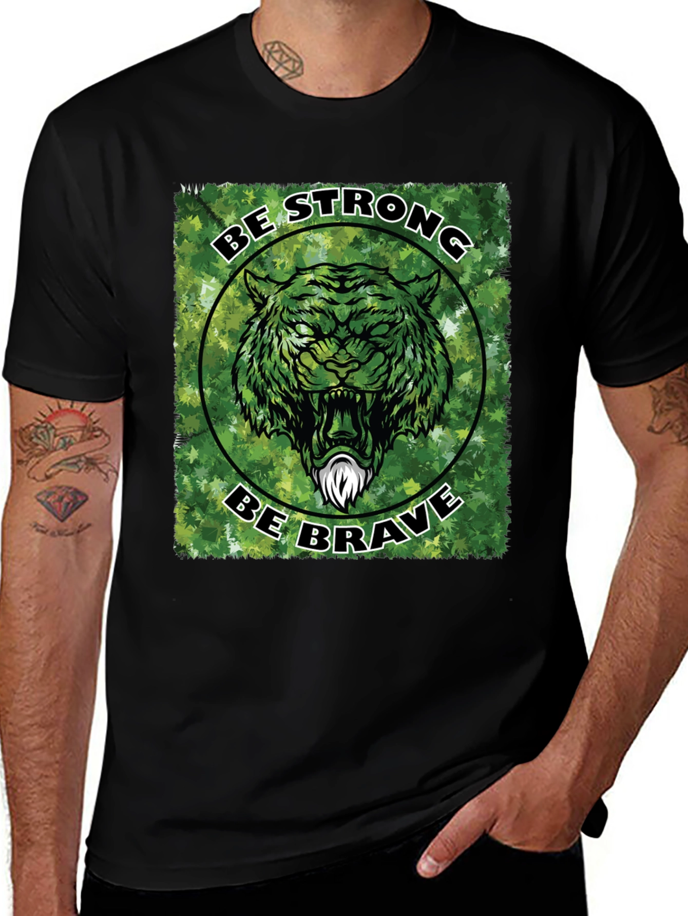 Variant 7 of Be Strong Be Brave Tiger Graphic T-Shirt