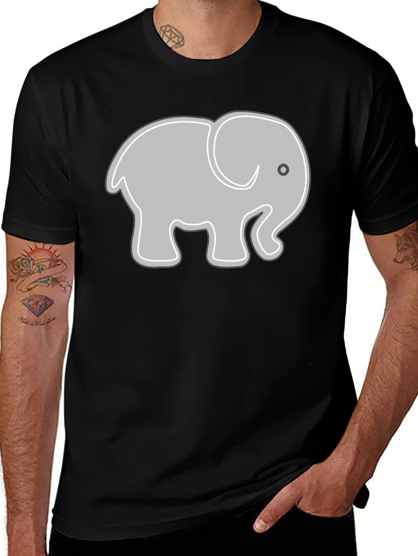 Elephant Graphic Tee - Black Cotton Comfort