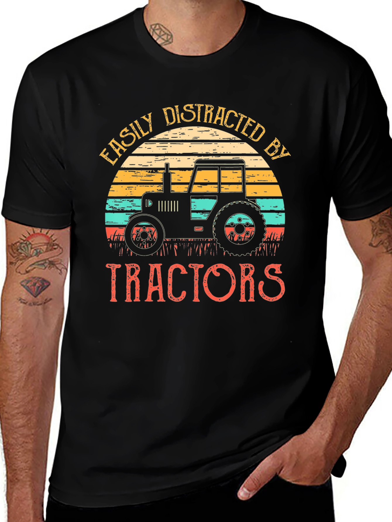 Variant 22 of Easily Distracted By Tractors Black T-Shirt