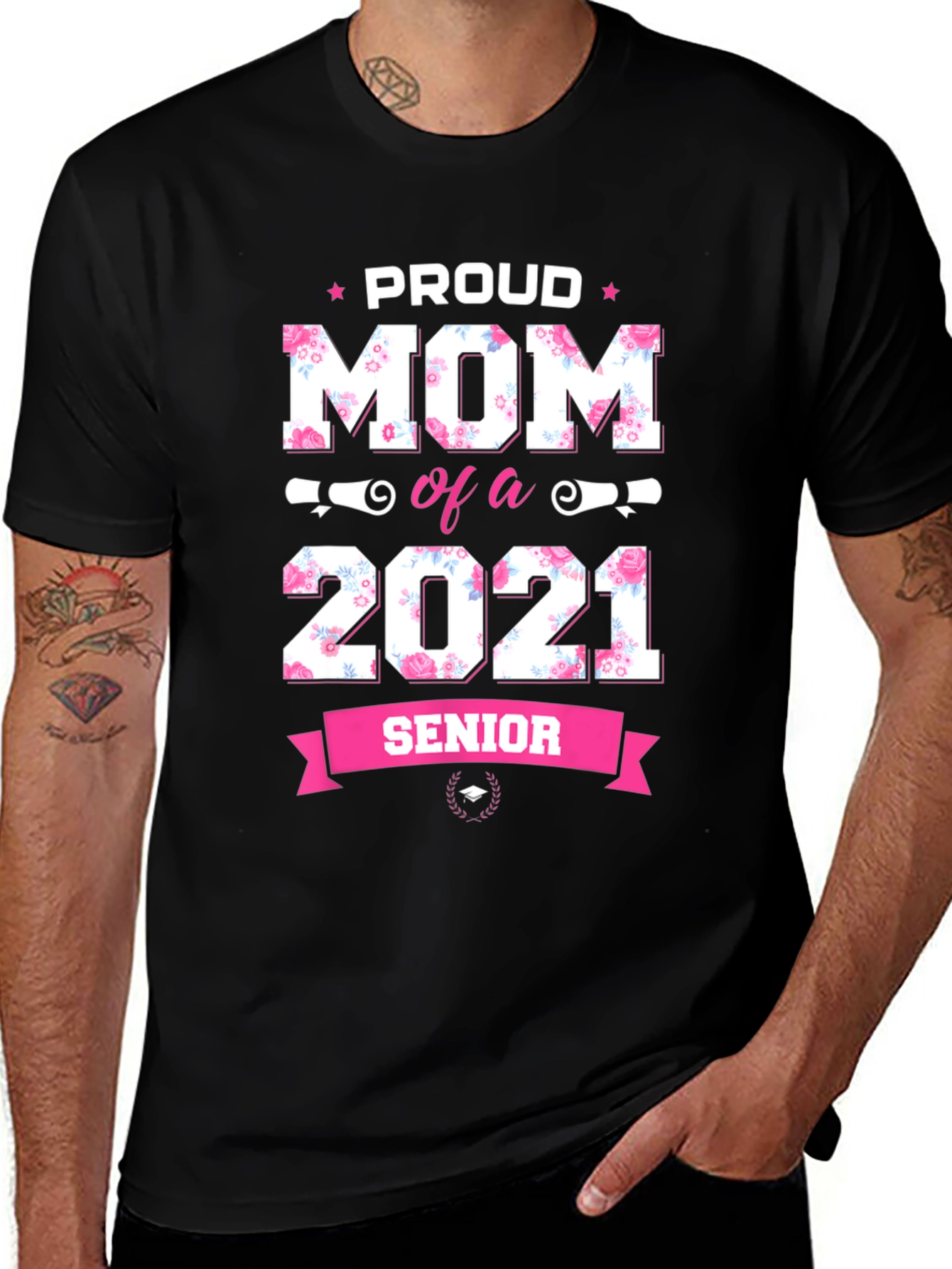 Variant 29 of Proud Mom of a 2021 Senior Floral T-Shirt