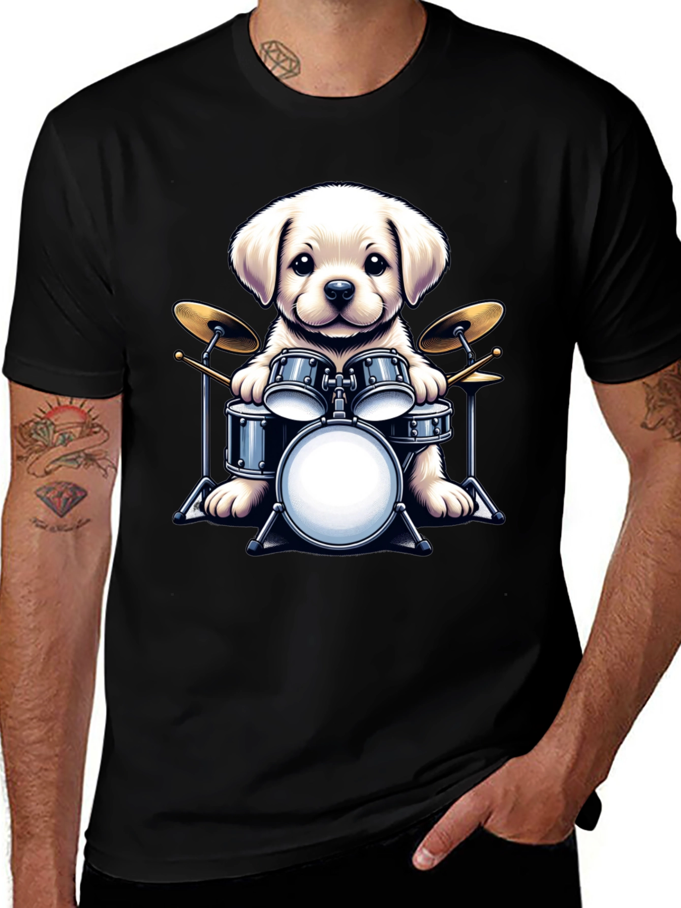 Variant 10 of Dog Drummer T-Shirt - Cute Puppy Musician