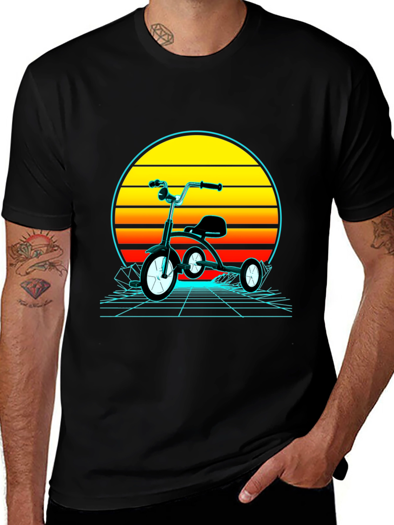 Variant 24 of Retro Tricycle Sunset Graphic T-Shirt