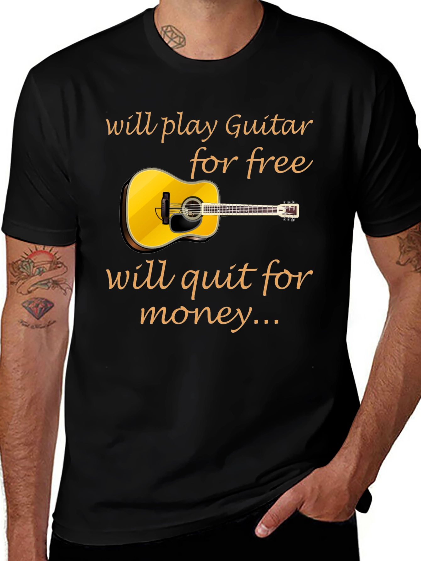 Variant 16 of Guitar Player T-Shirt - Will Play for Free