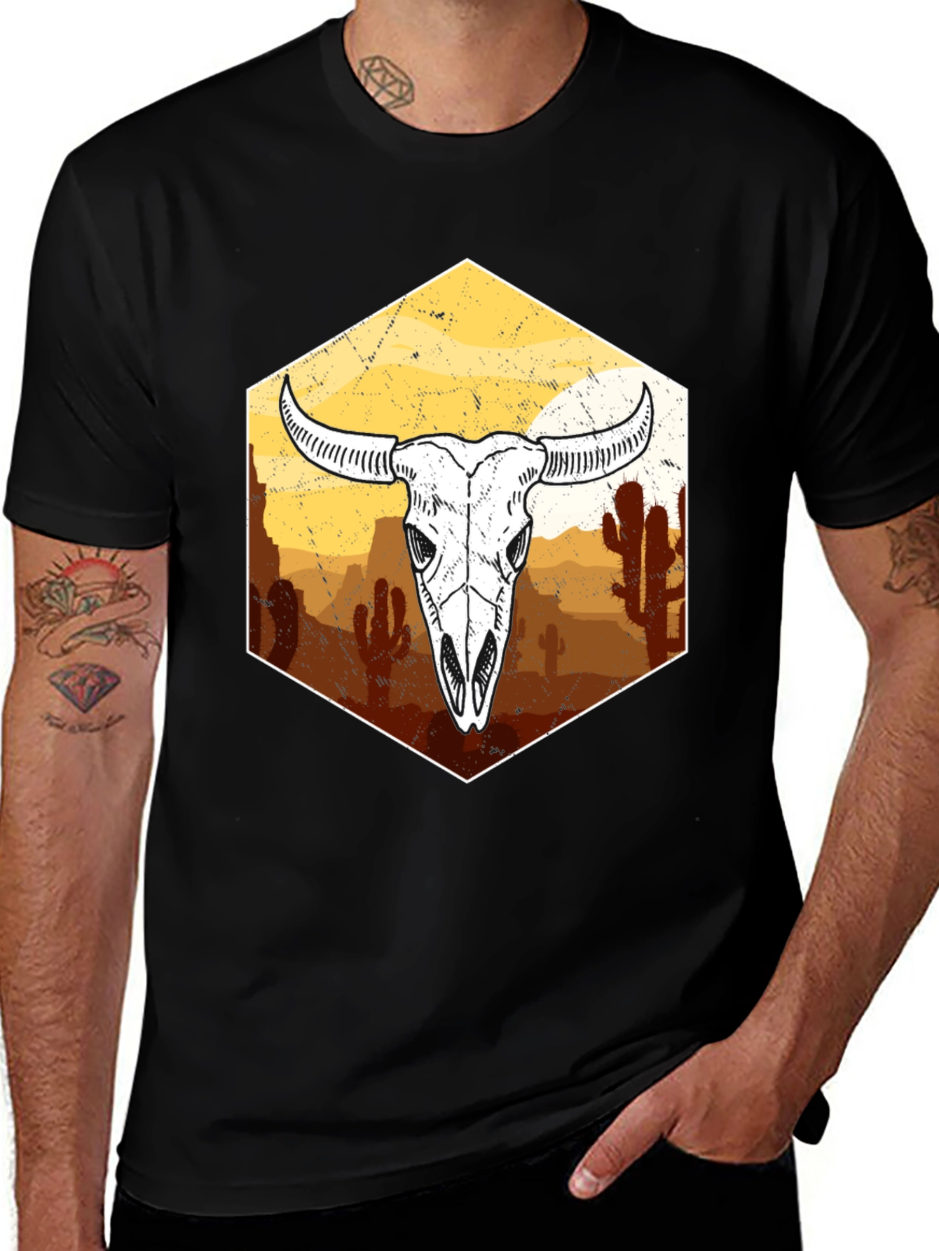 Variant 19 of Desert Skull Graphic Tee - Western Style T-Shirt