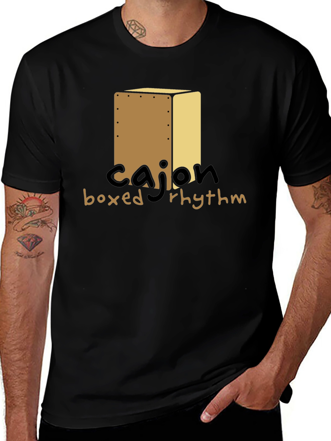 Cajon Boxed Rhythm Graphic Tee - Music Lover T-Shirt