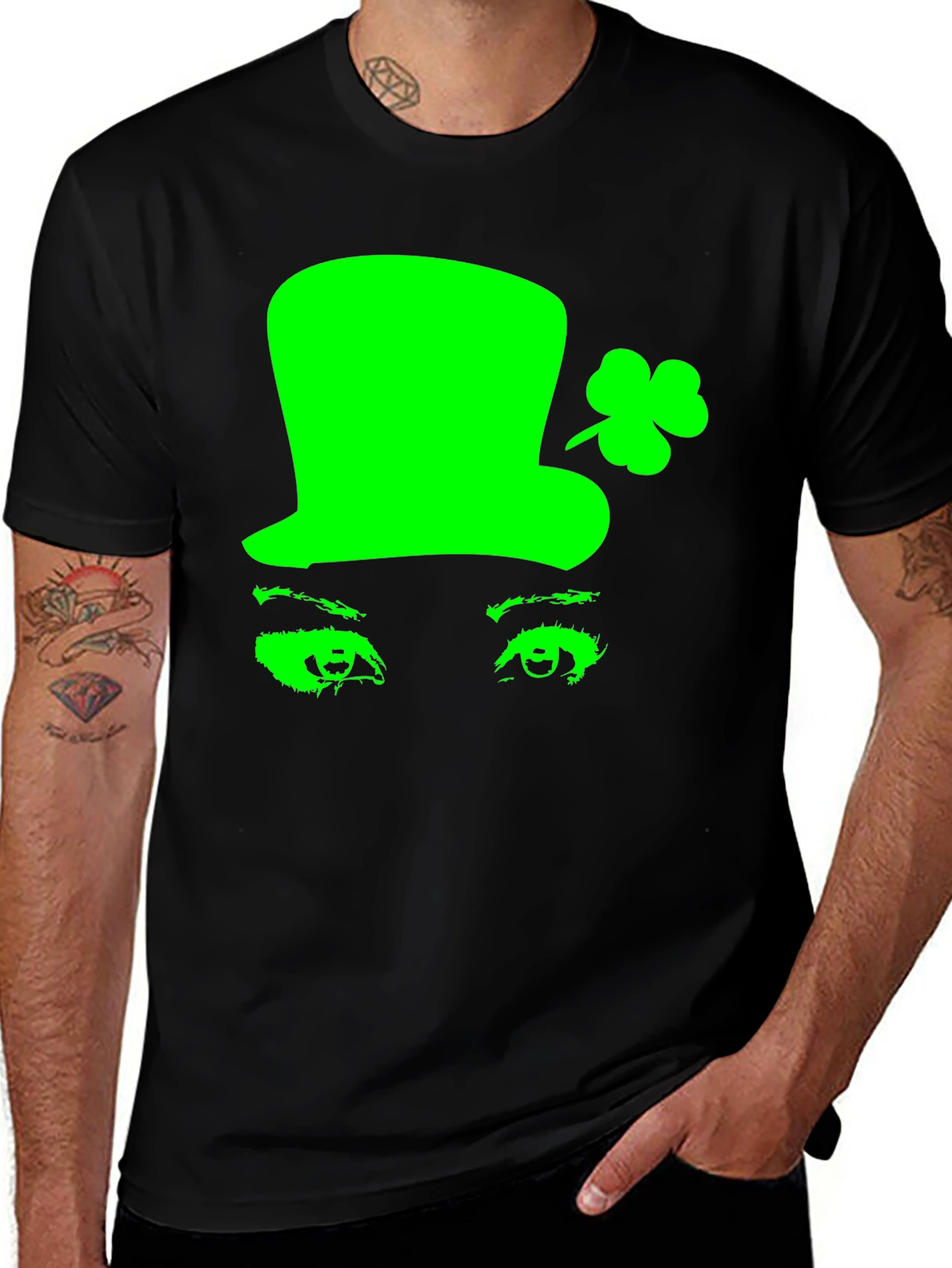 Lucky Green St. Patrick's Day Hat & Eyes T-Shirt