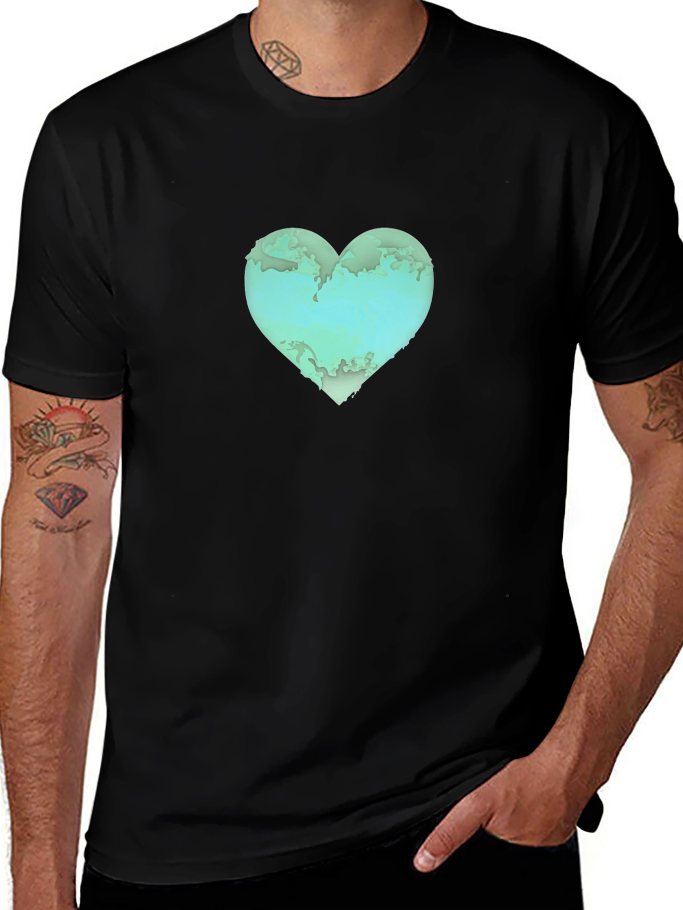 Variant 14 of Heart Graphic Black T-Shirt